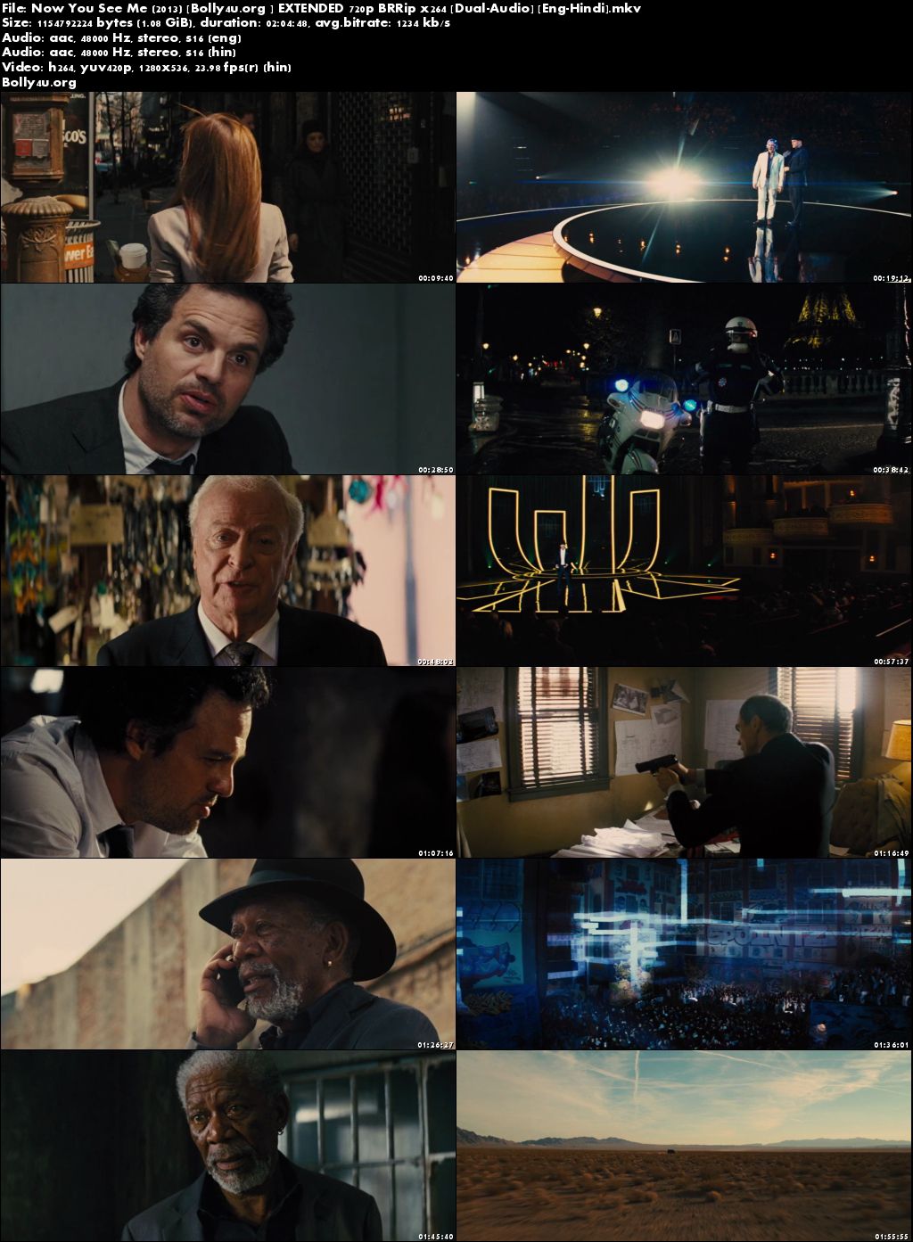 Now You See Me 2013 BRRip 480p EXTENDED Dual Audio 350Mb Download