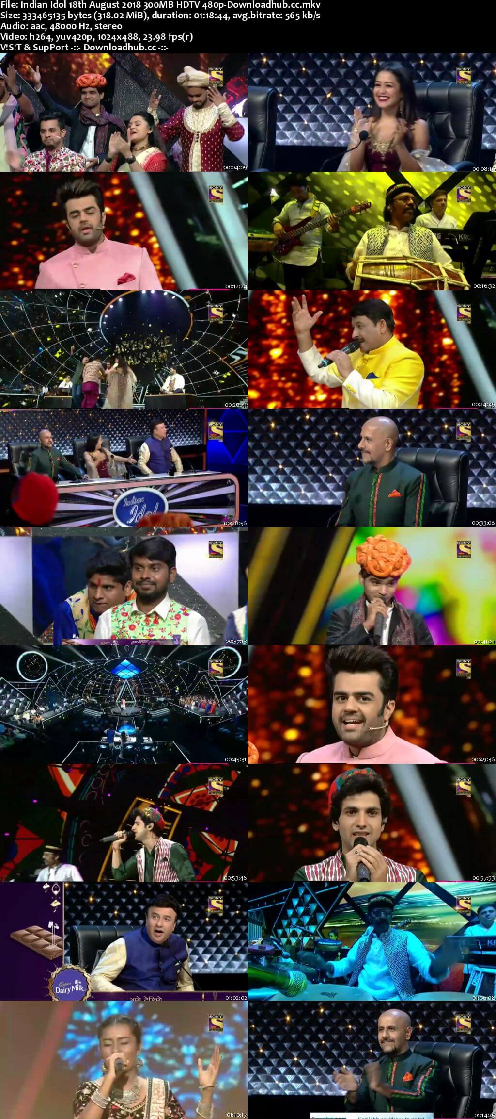 Indian Idol 18 August 2018 Episode 13 HDTV 480p