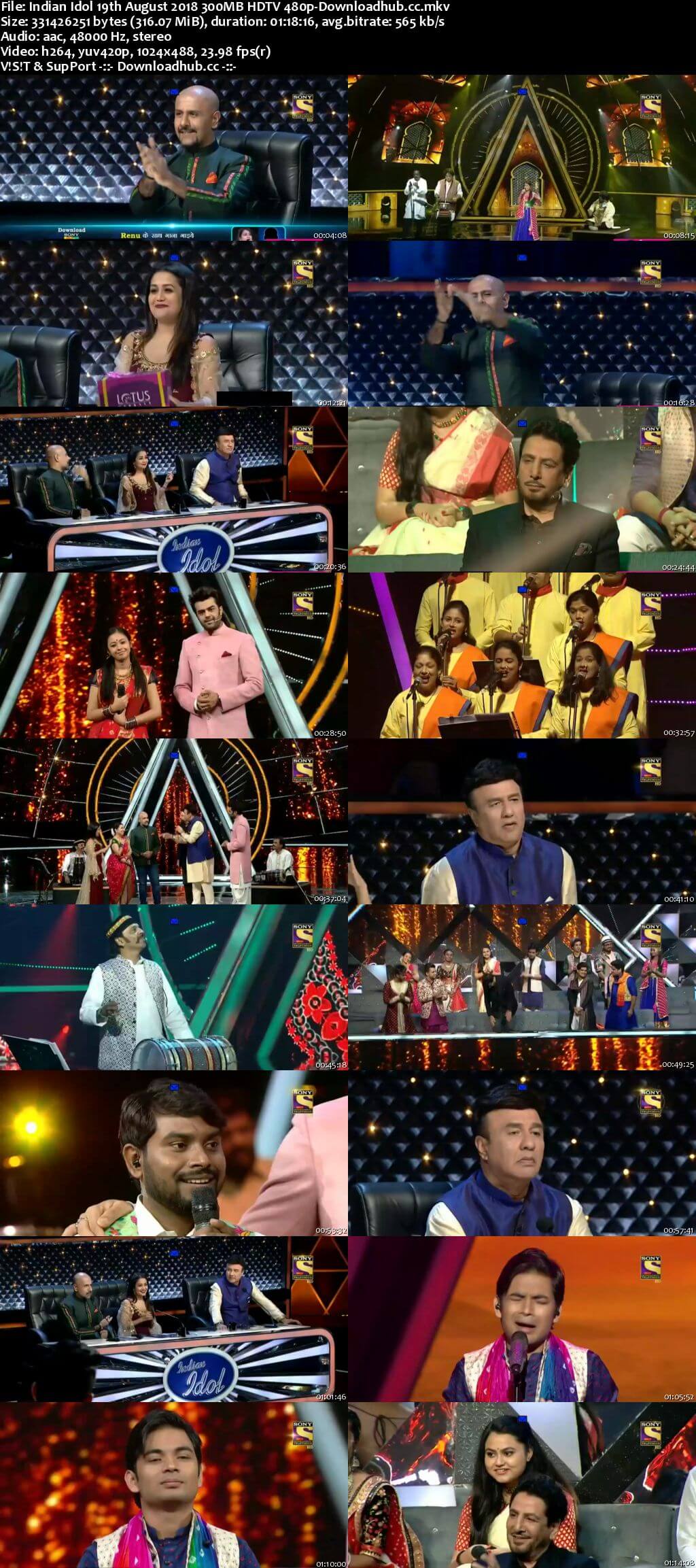 Indian Idol 19 August 2018 Episode 14 HDTV 480p