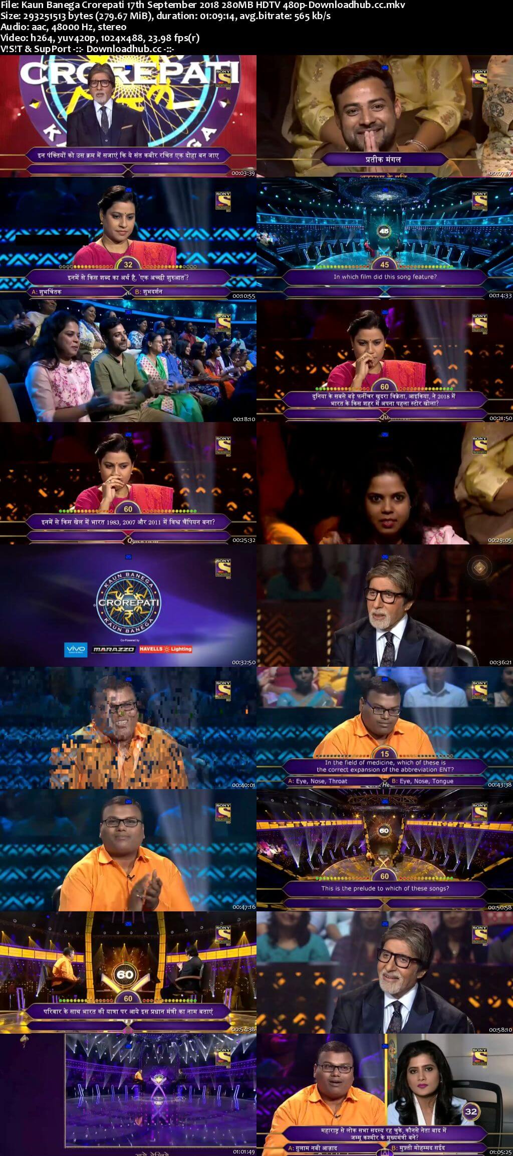 Kaun Banega Crorepati 17th September 2018 280MB HDTV 480p