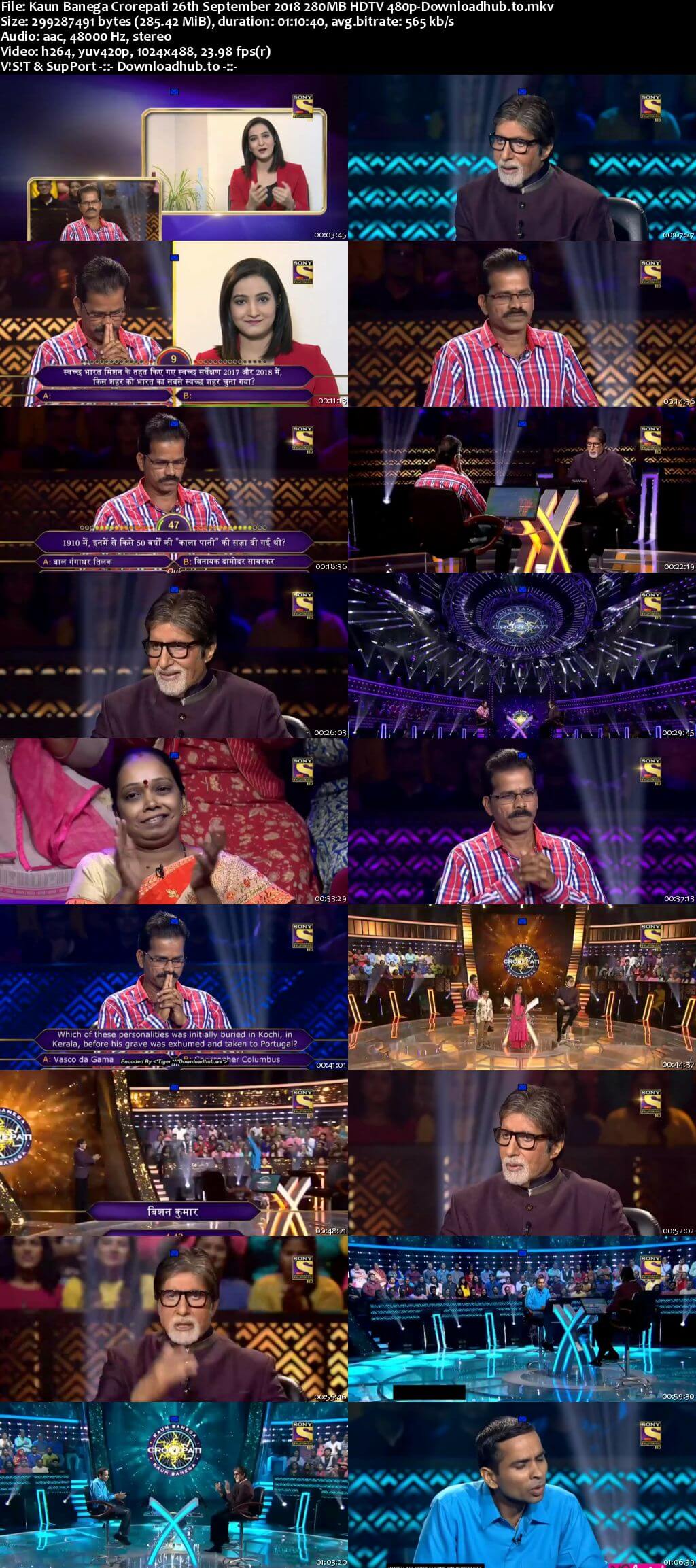 Kaun Banega Crorepati 26th September 2018 280MB HDTV 480p