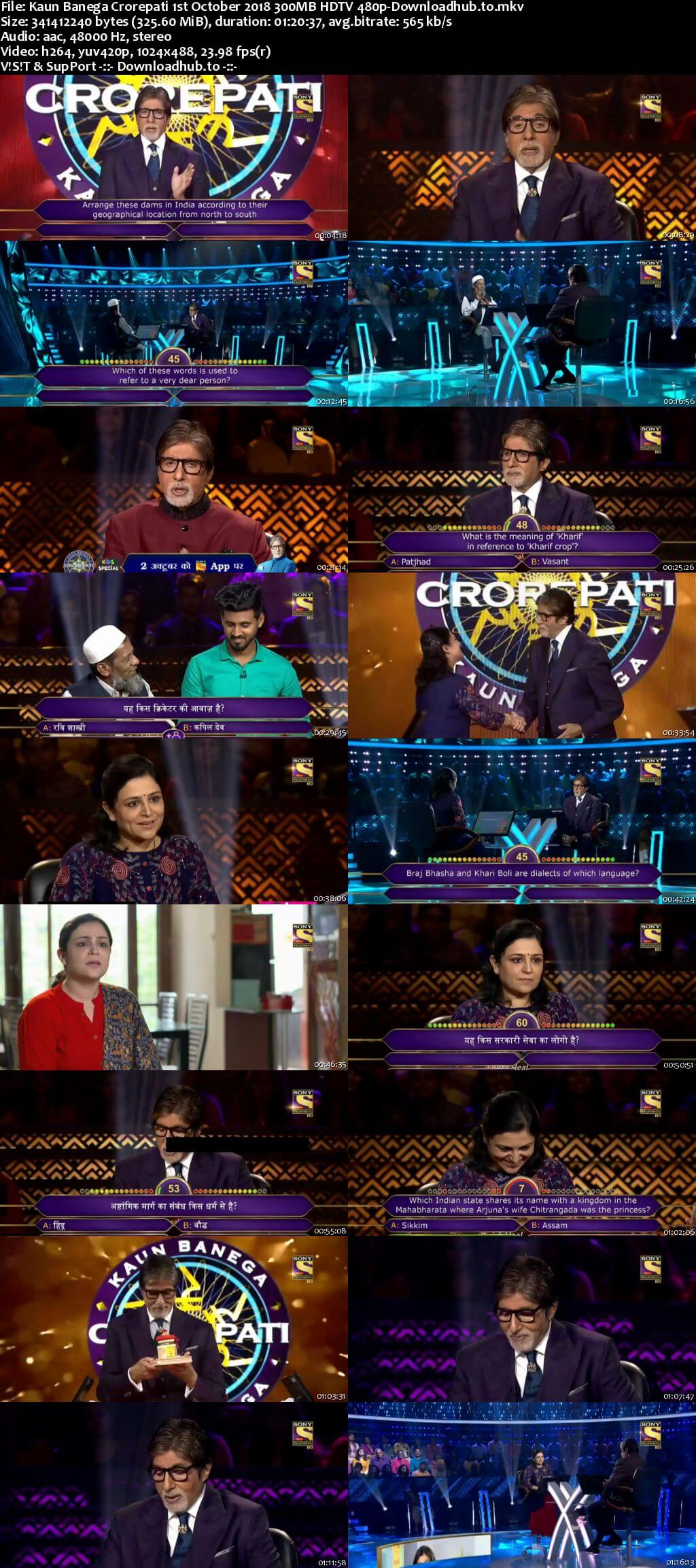 Kaun Banega Crorepati 1st October 2018 300MB HDTV 480p