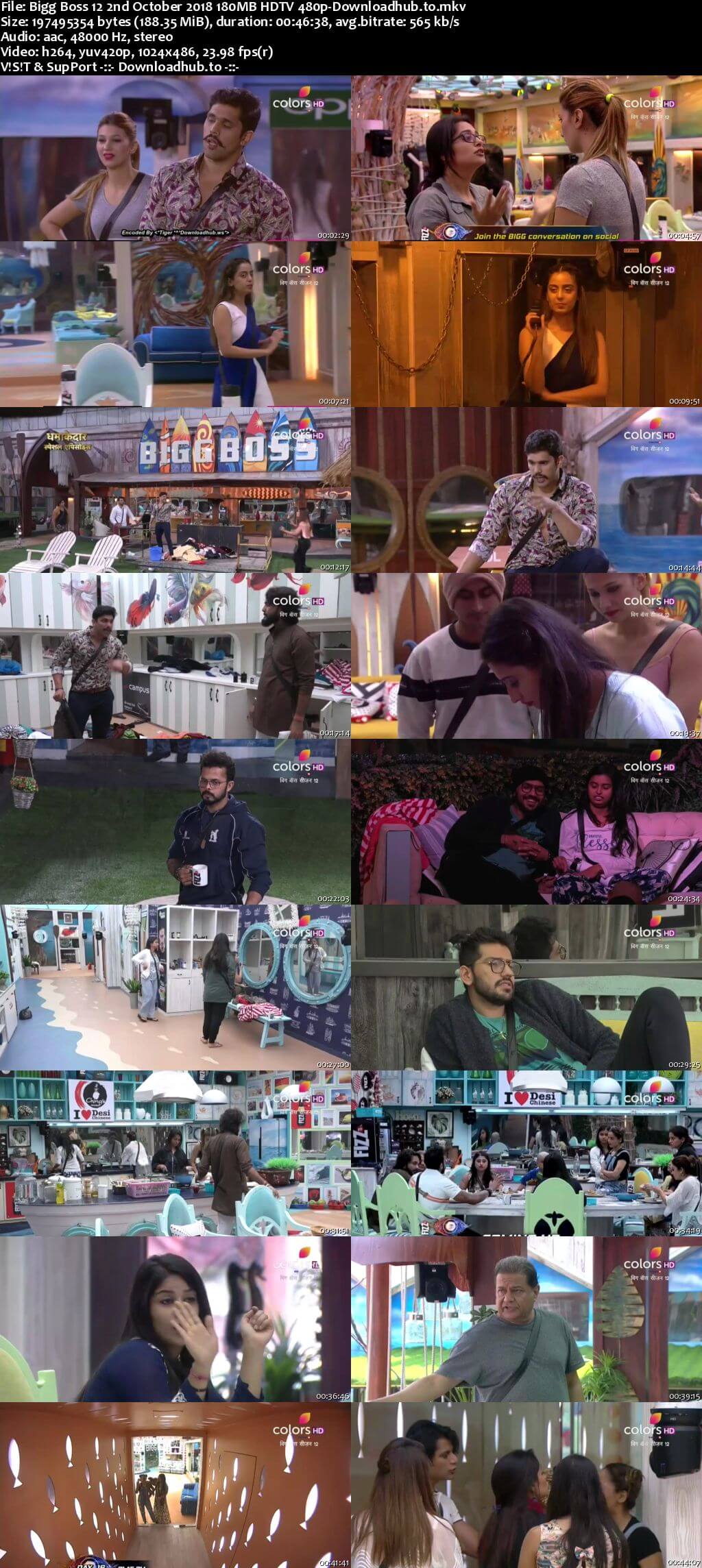 Bigg Boss 12 02 October 2018 Episode 16 HDTV 480p