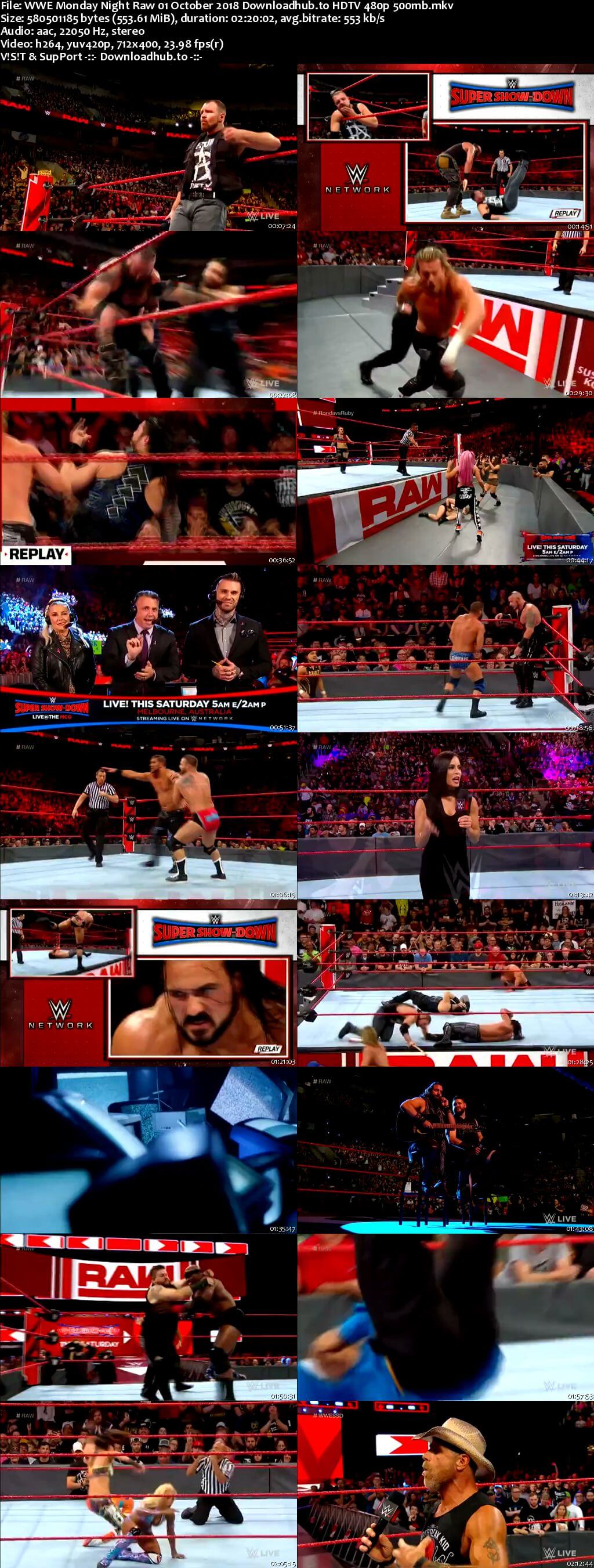 WWE Monday Night Raw 1st October 2018 500MB HDTVRip 480p