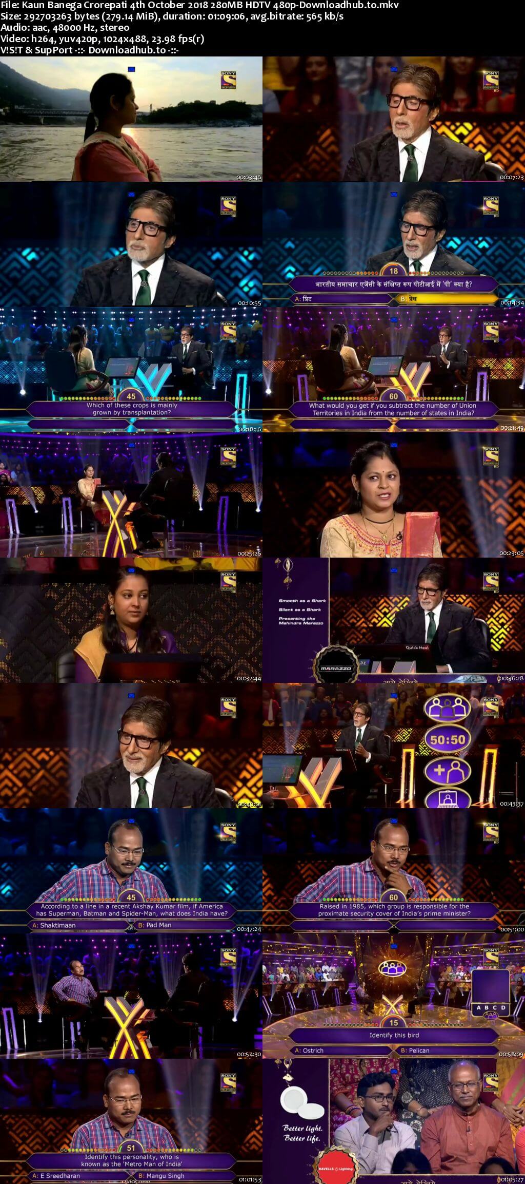 Kaun Banega Crorepati 4th October 2018 280MB HDTV 480p