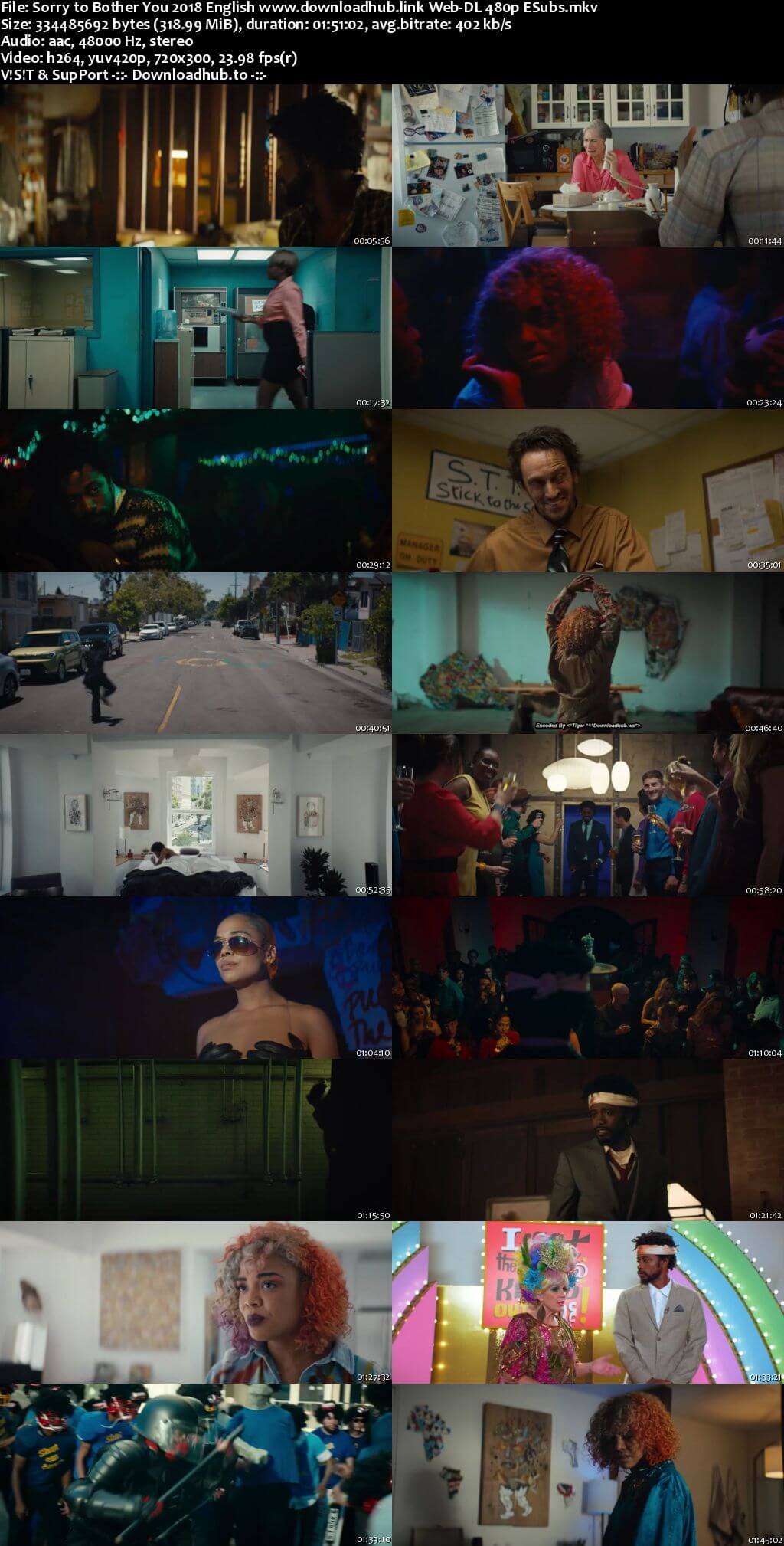 Sorry to Bother You 2018 English 300MB Web-DL 480p ESubs