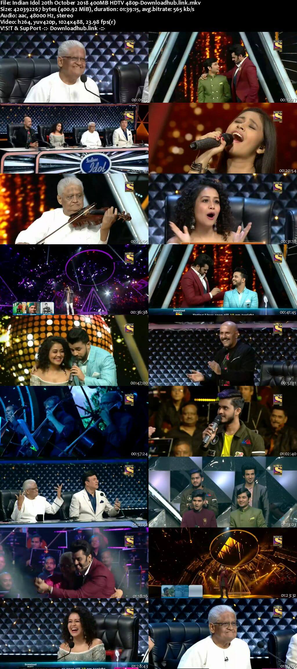 Indian Idol 20 October 2018 Episode 31 HDTV 480p