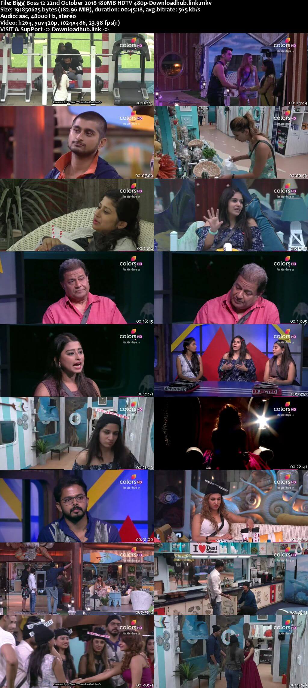 Bigg Boss 12 22 October 2018 Episode 36 HDTV 480p