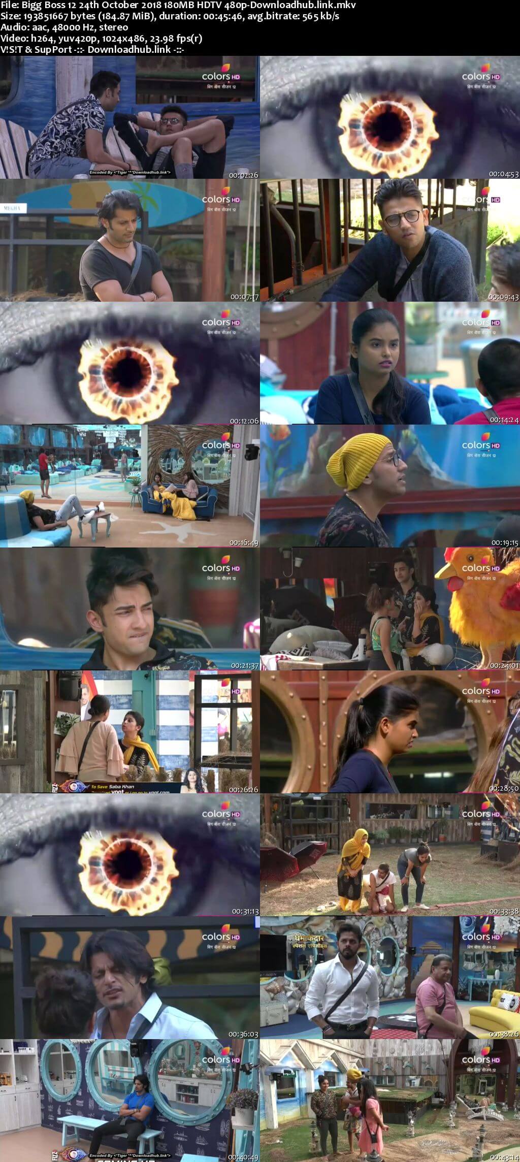 Bigg Boss 12 24 October 2018 Episode 38 HDTV 480p