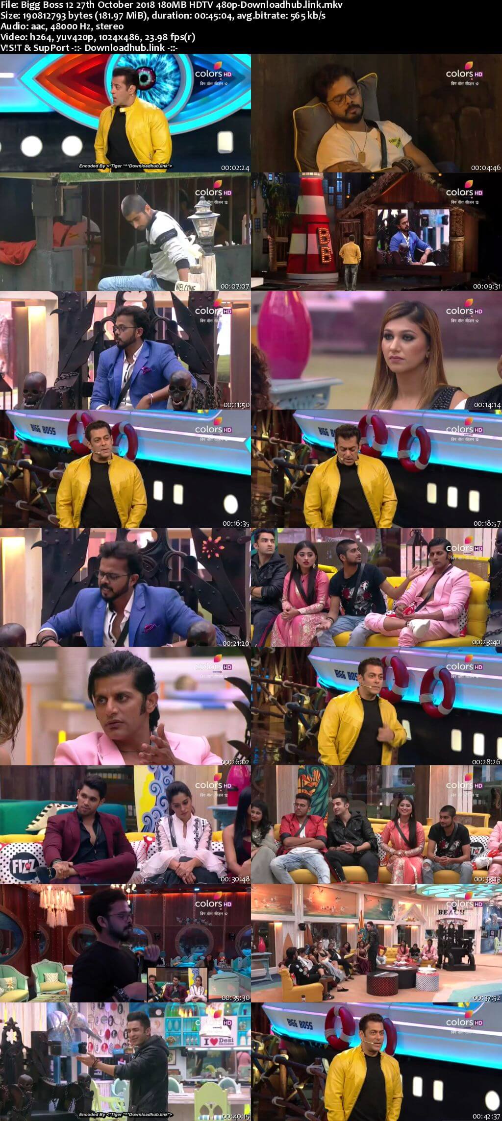 Bigg Boss 12 27 October 2018 Episode 41 HDTV 480p