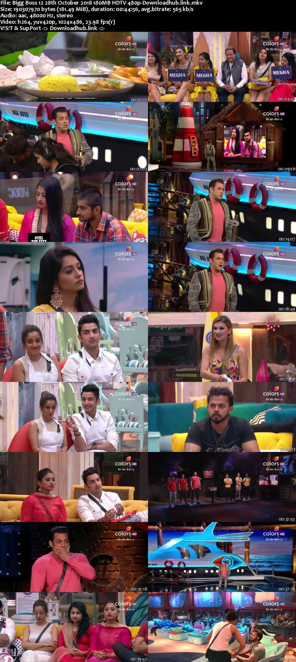 Bigg Boss 12 28 October 2018 Episode 42 HDTV 480p