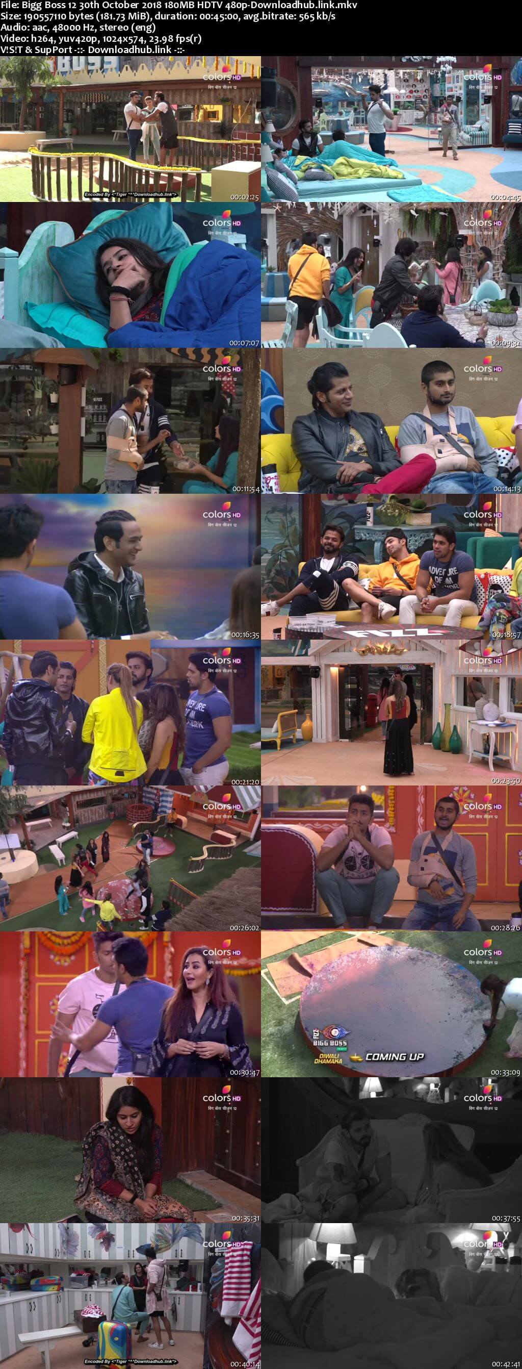 Bigg Boss 12 30 October 2018 Episode 44 HDTV 480p