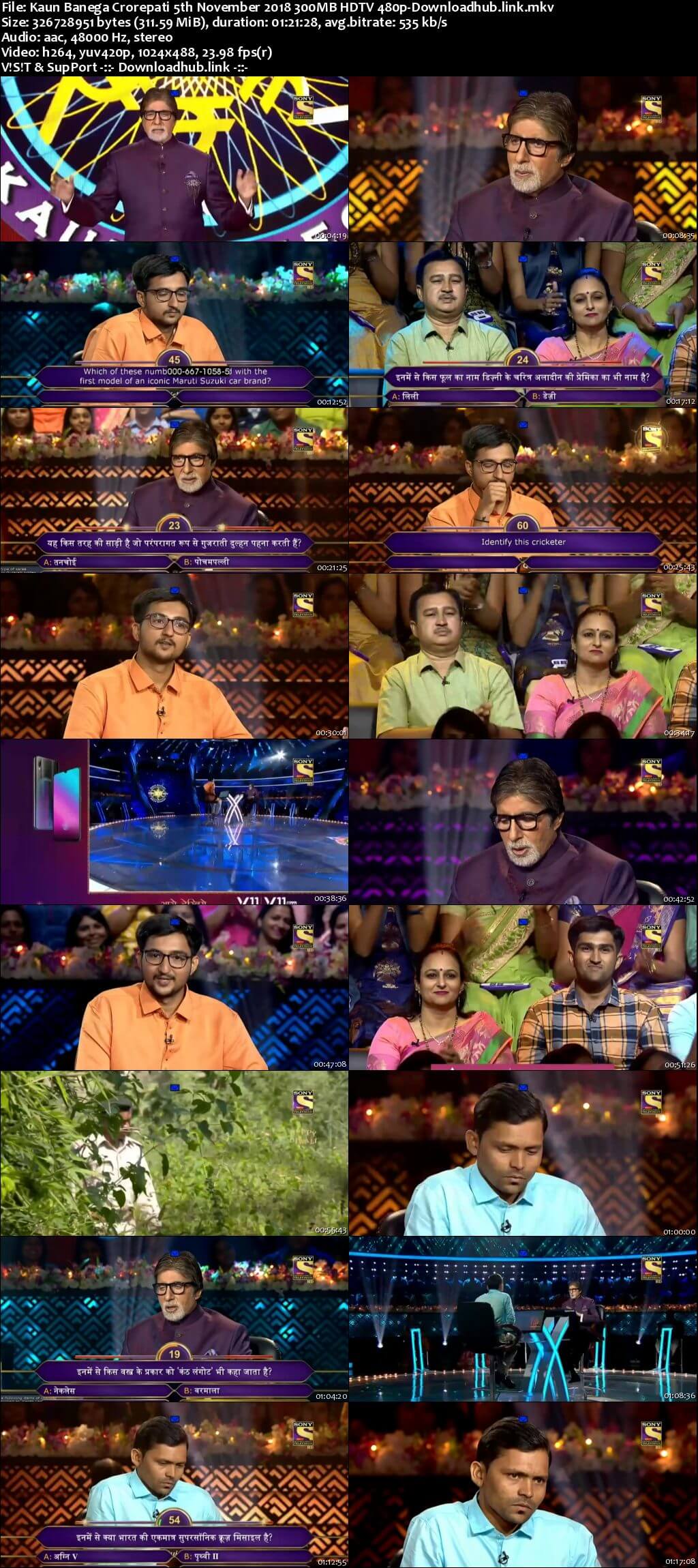 Kaun Banega Crorepati 5th November 2018 300MB HDTV 480p