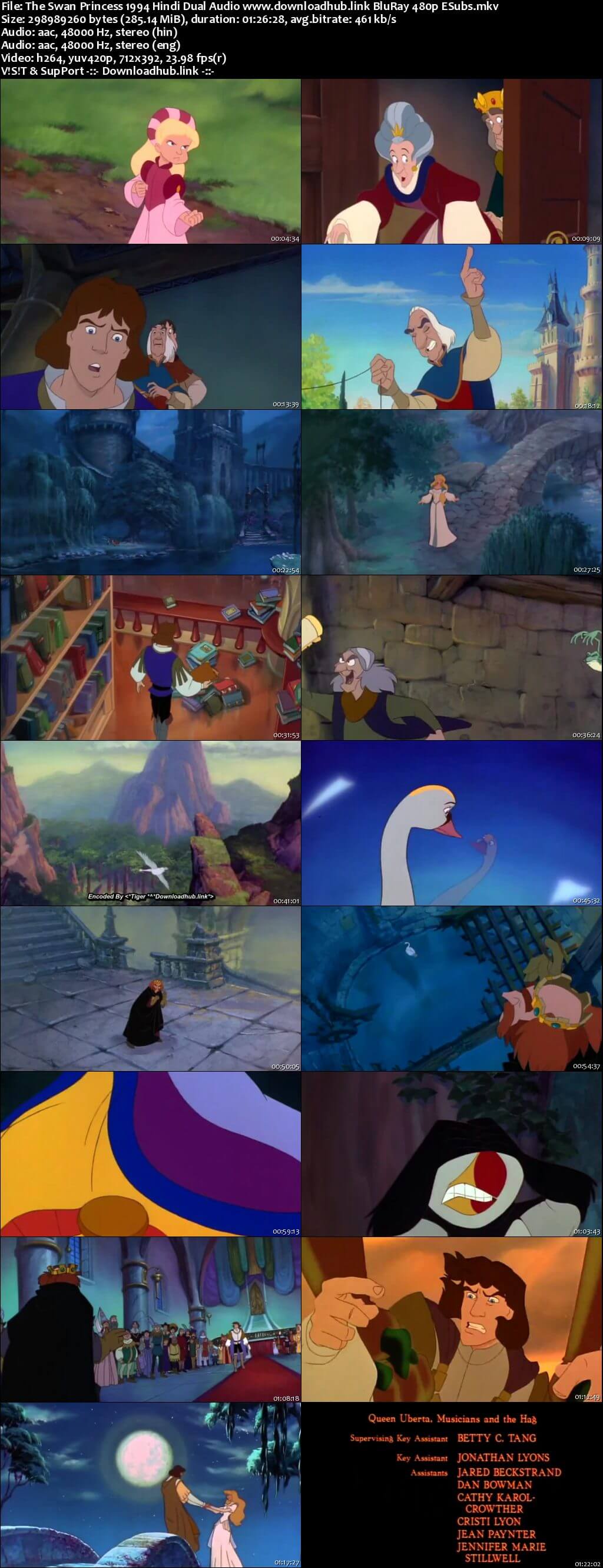 The Swan Princess 1994 Hindi Dual Audio 280MB BluRay 480p ESubs