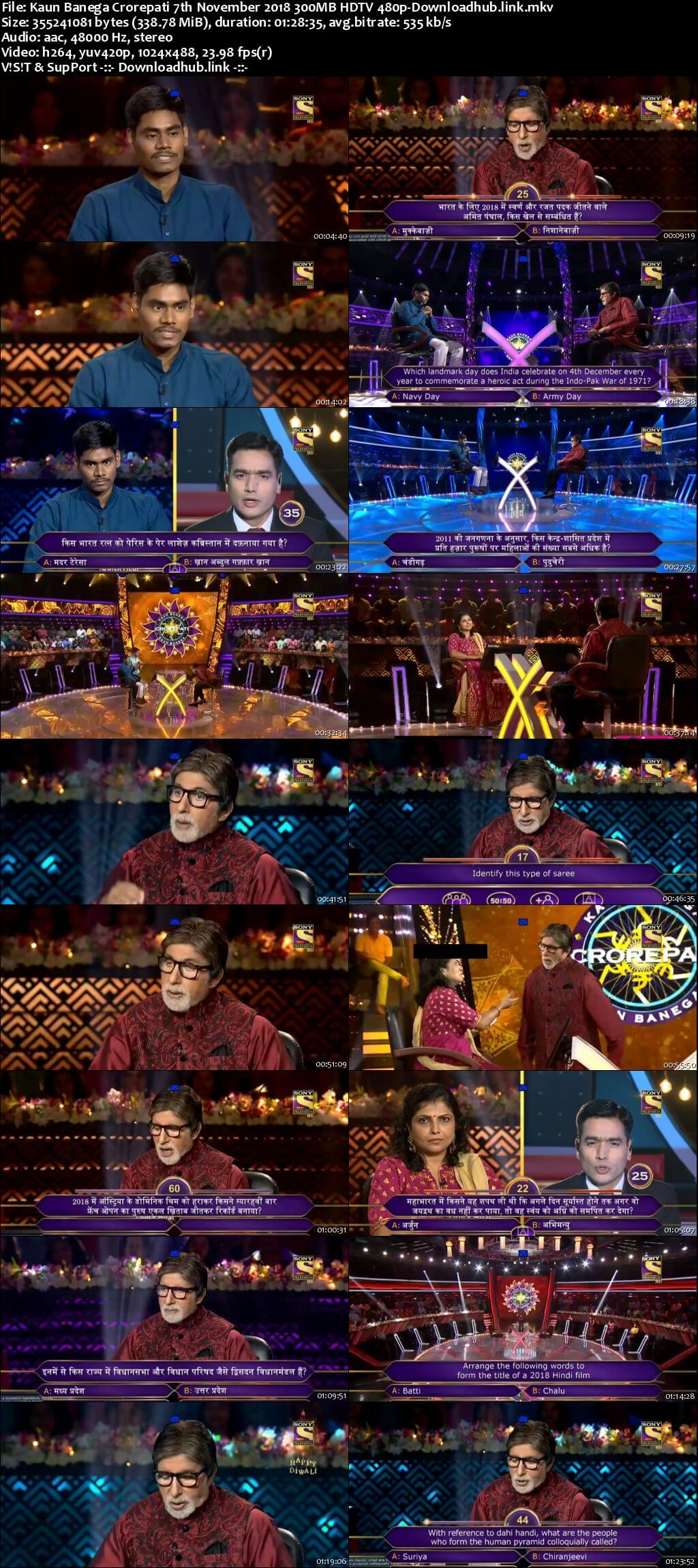 Kaun Banega Crorepati 7th November 2018 300MB HDTV 480p