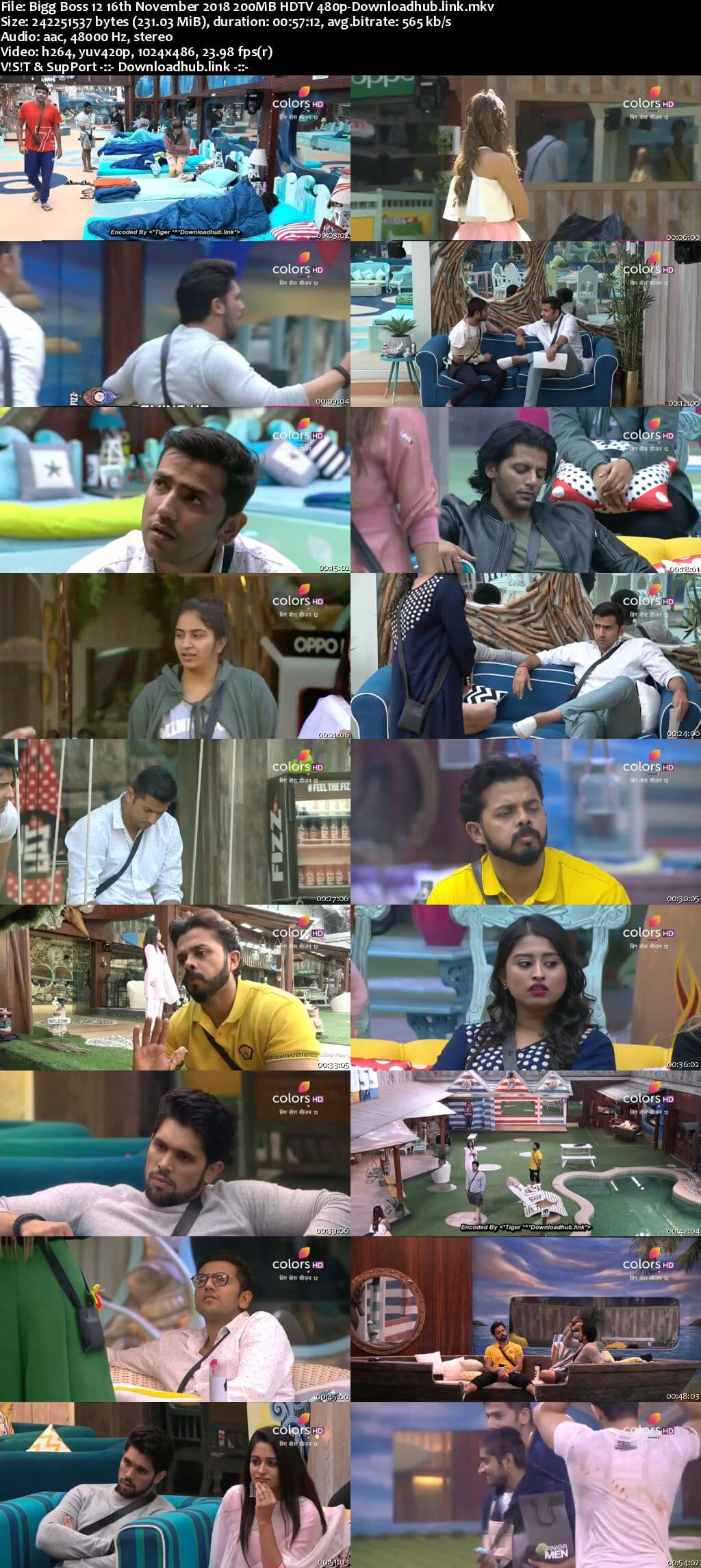 Bigg Boss 12 16 November 2018 Episode 61 HDTV 480p