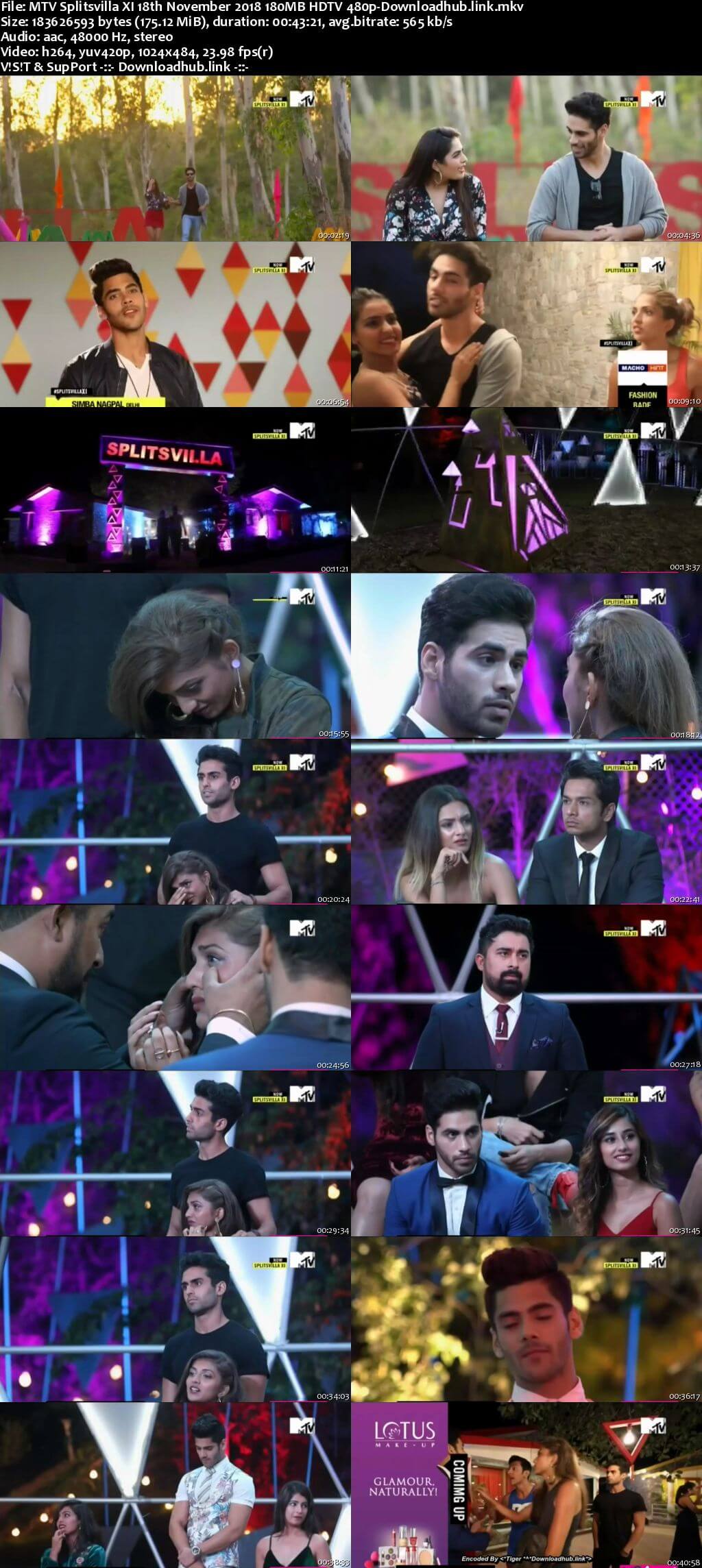 MTV Splitsvilla XI 18th November 2018 180MB HDTV 480p