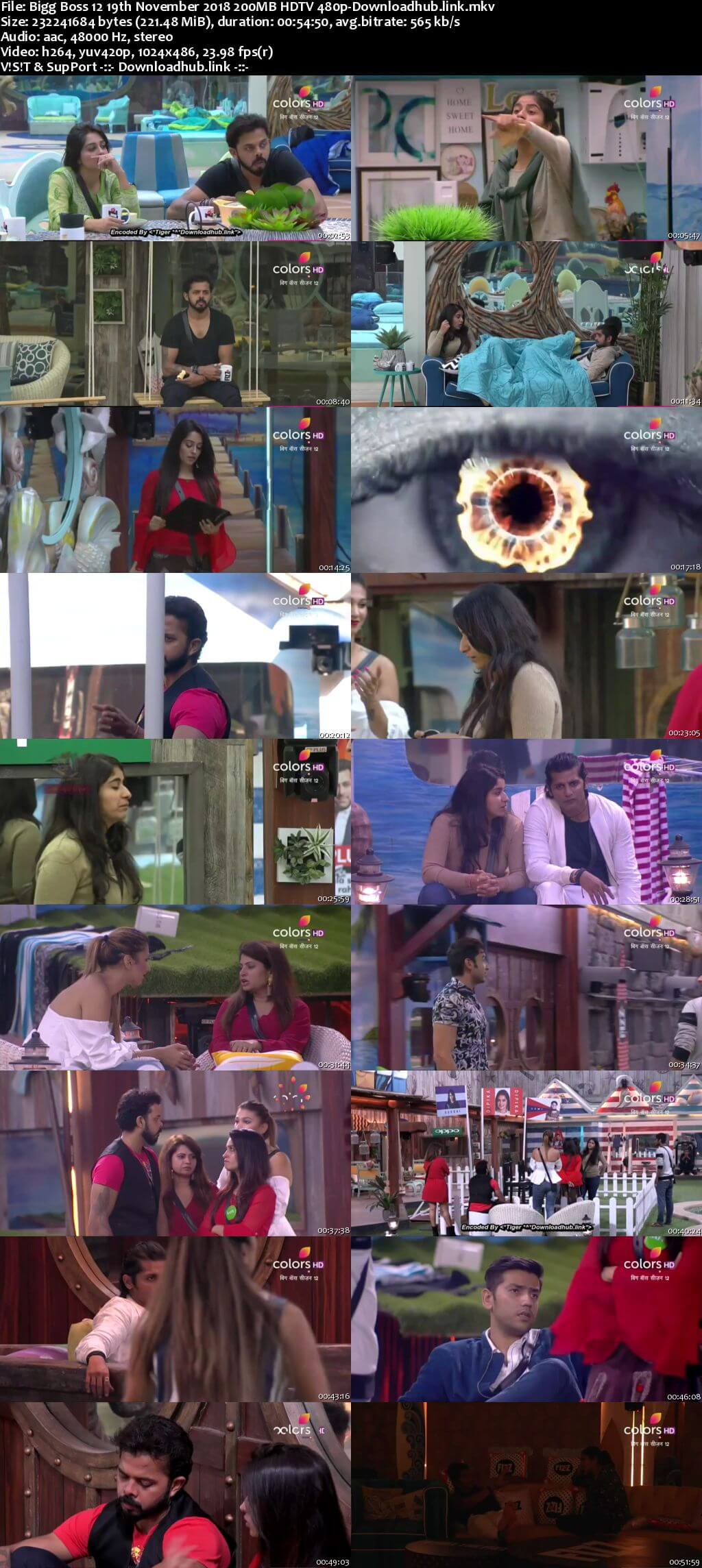 Bigg Boss 12 19 November 2018 Episode 64 HDTV 480p