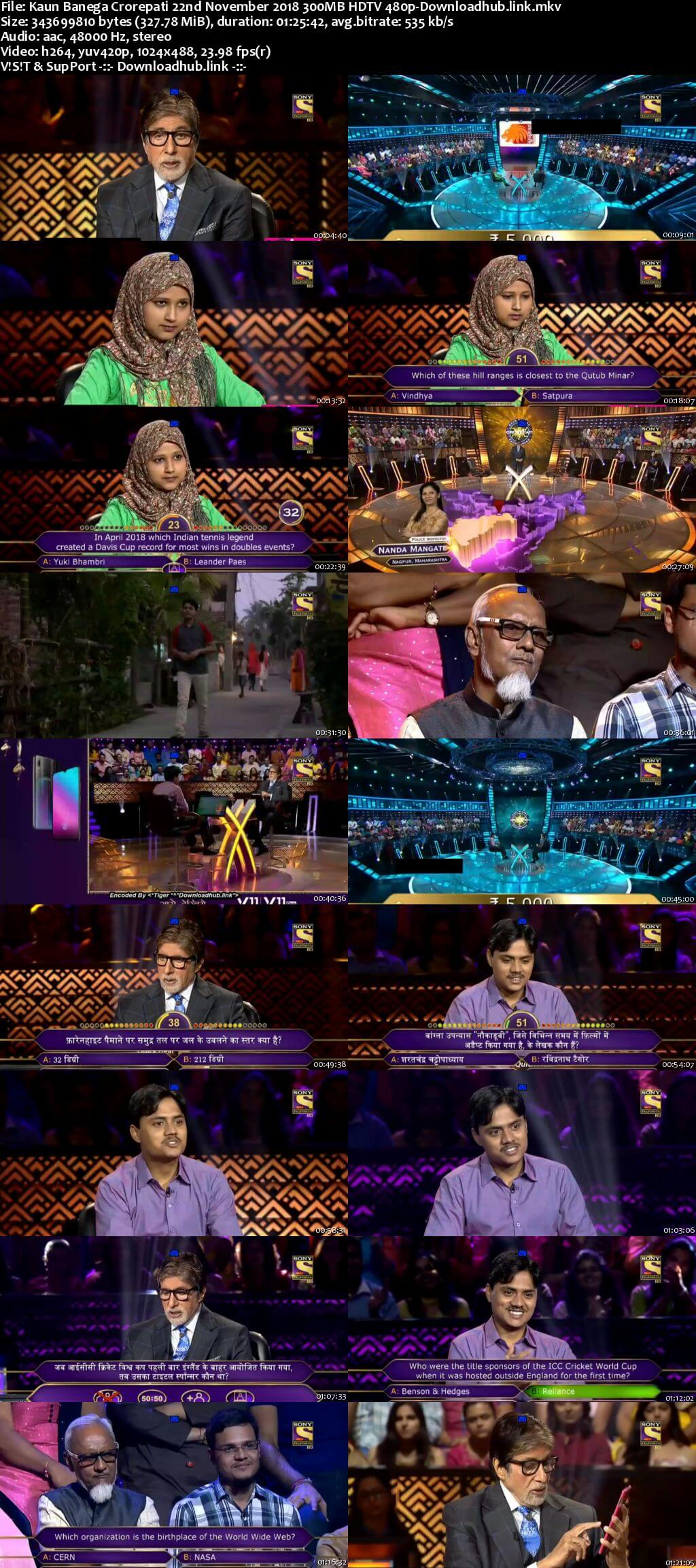 Kaun Banega Crorepati 22nd November 2018 300MB HDTV 480p