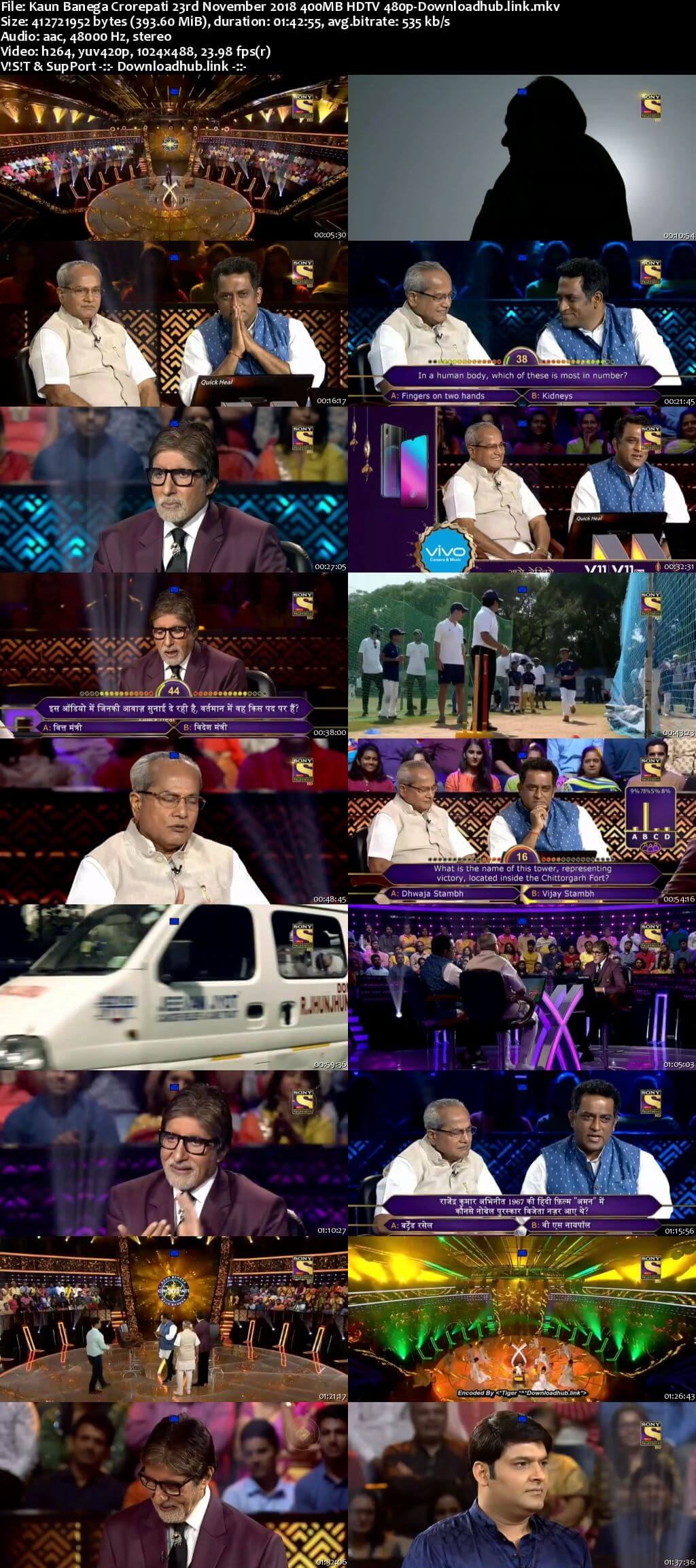 Kaun Banega Crorepati 23rd November 2018 400MB HDTV 480p