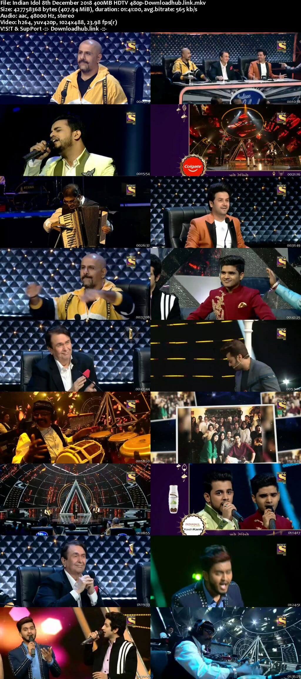 Indian Idol 08 December 2018 Episode 45 HDTV 480p