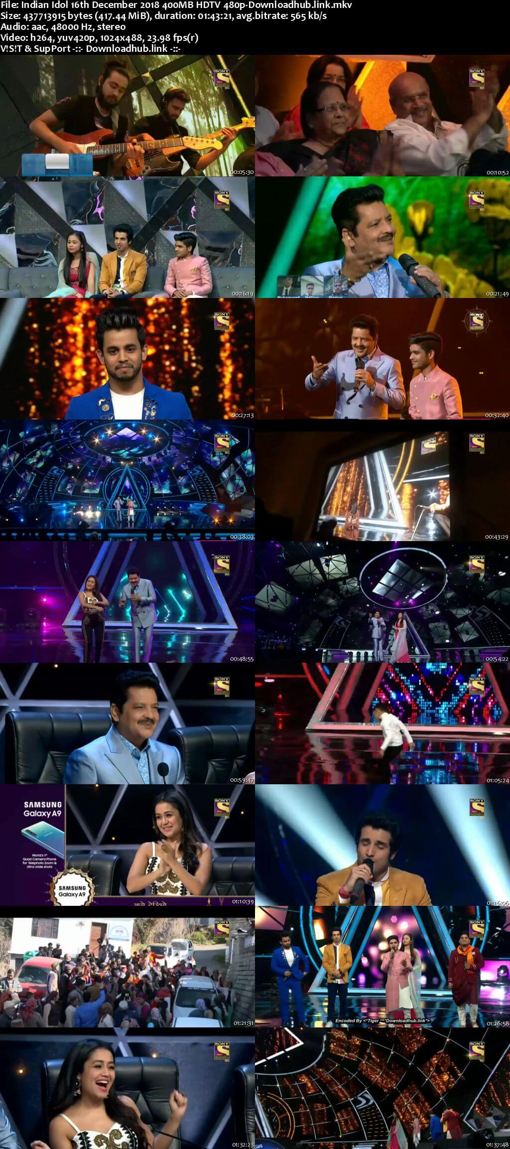 Indian Idol 16 December 2018 Episode 48 HDTV 480p