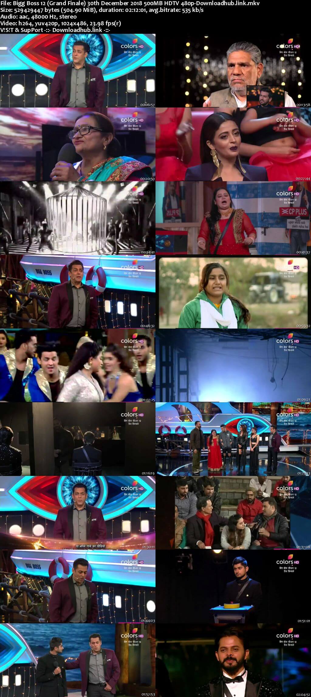 Bigg Boss 12 30 December 2018 Finale Episode HDTV 480p