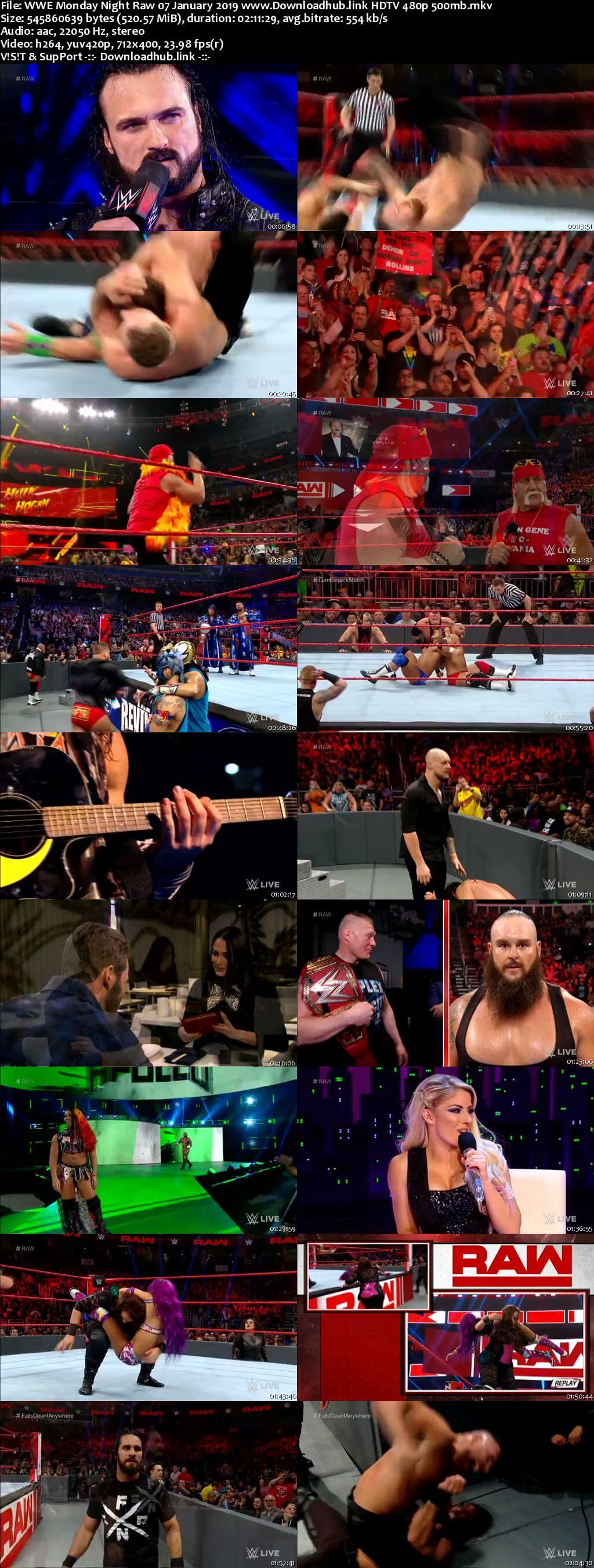 WWE Monday Night Raw 7th January 2019 500MB HDTVRip 480p