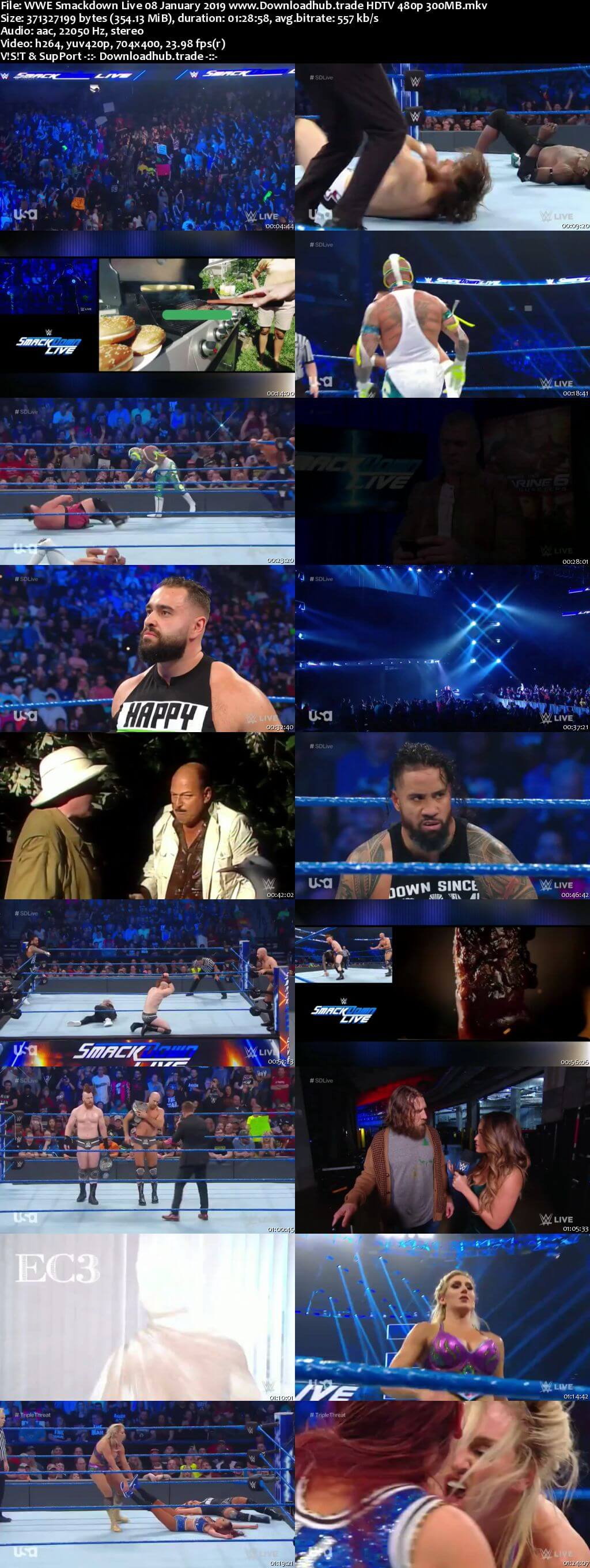 WWE Smackdown Live 8th January 2019 300MB HDTV 480p