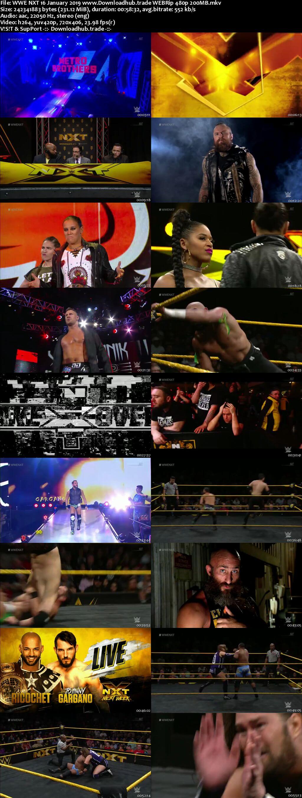 WWE NXT 16th January 2019 200MB HDTV 480p