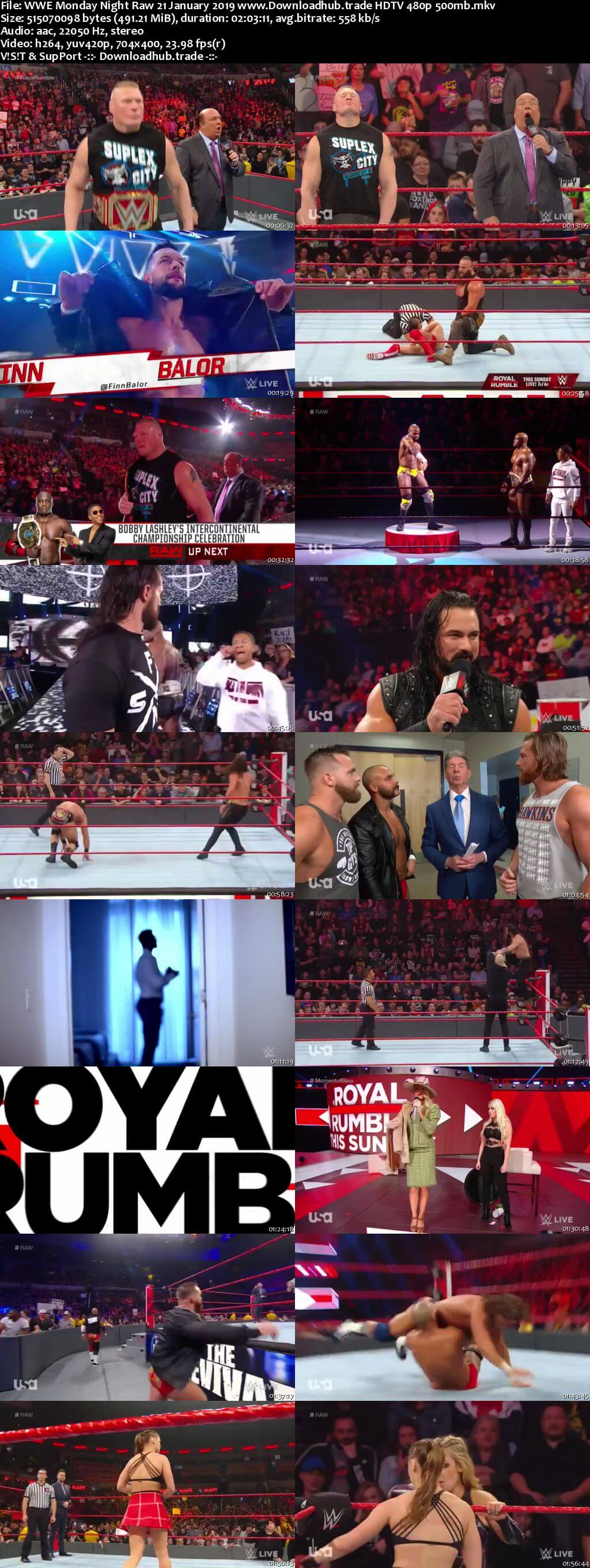 WWE Monday Night Raw 21st January 2019 500MB HDTVRip 480p