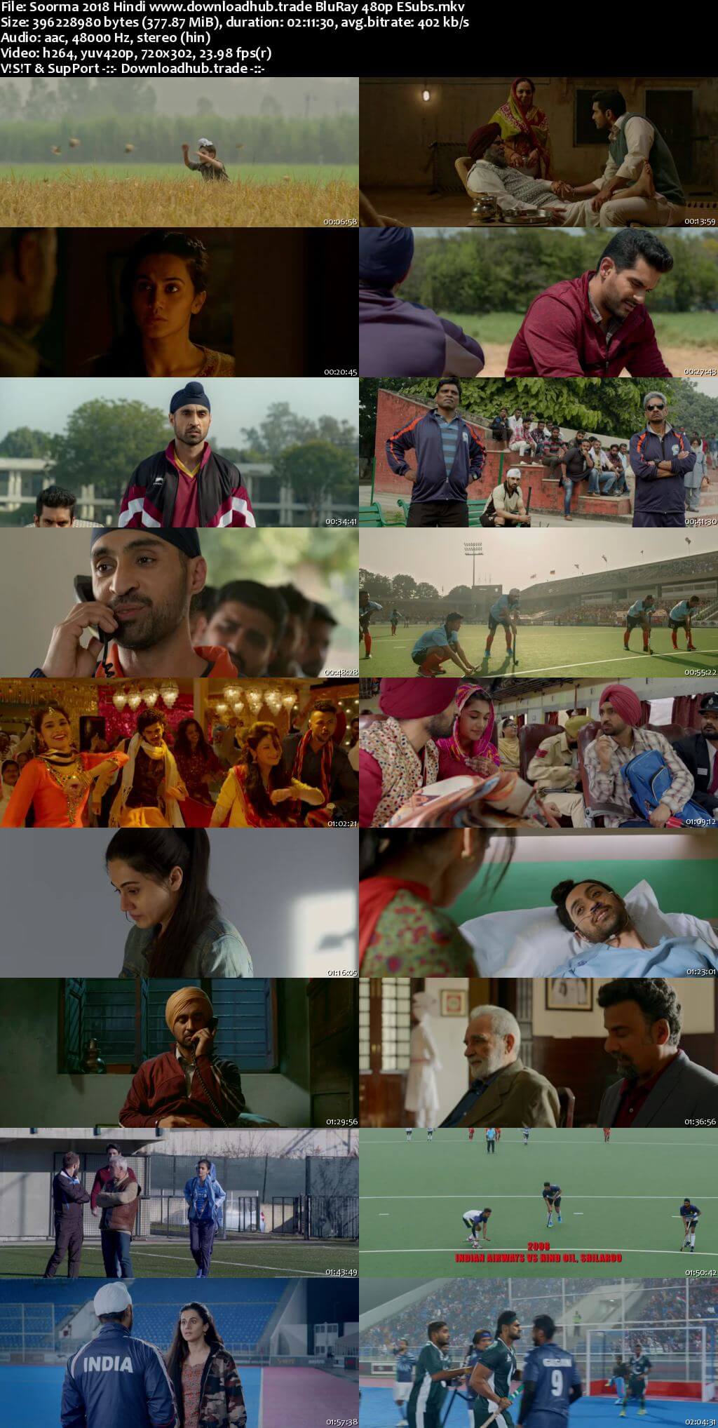 Soorma 2018 Hindi 350MB BluRay 480p ESubs