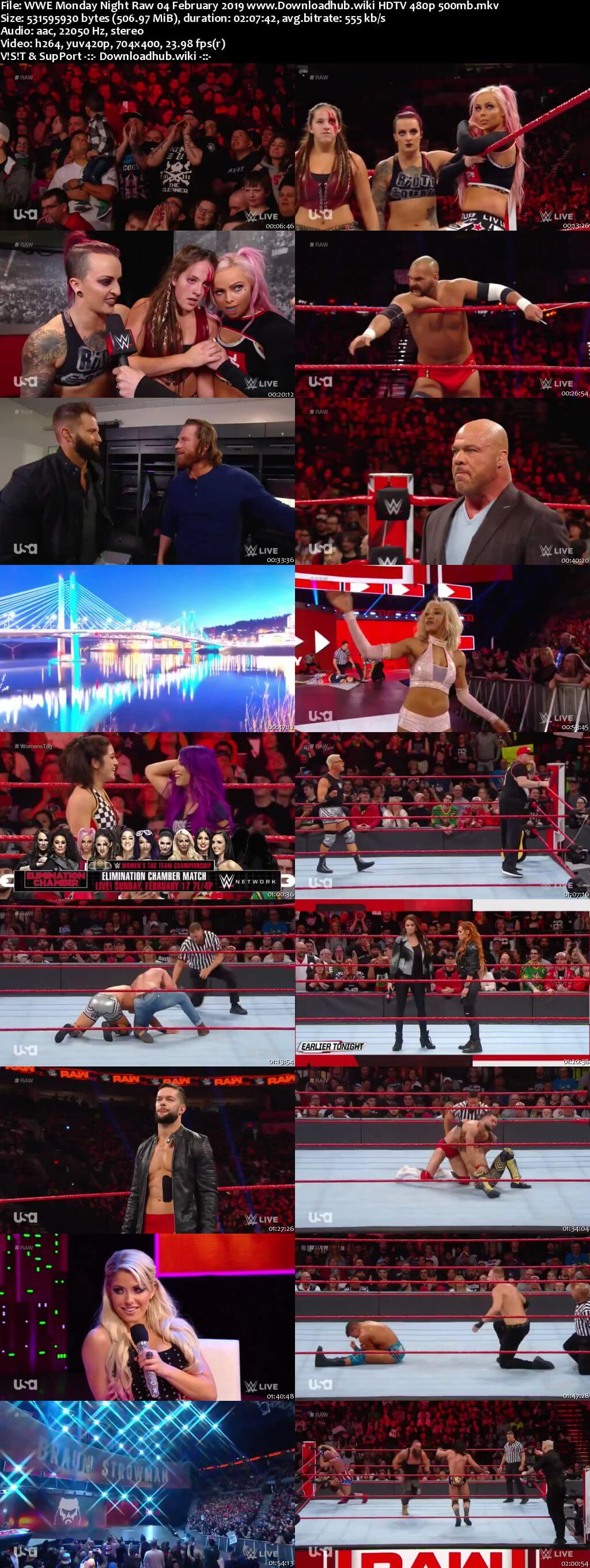 WWE Monday Night Raw 4th February 2019 500MB HDTVRip 480p