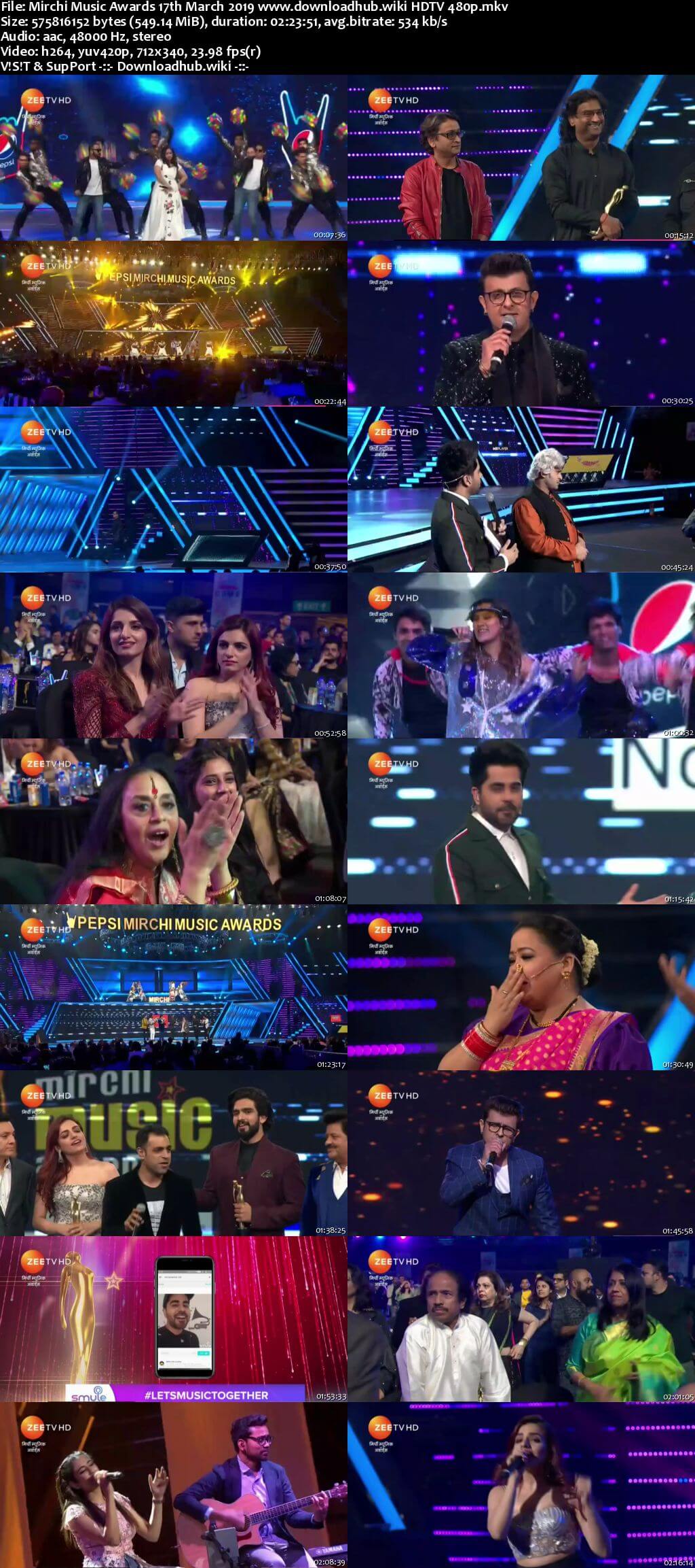 Mirchi Music Awards 17th March 2019 550MB HDTV 480p