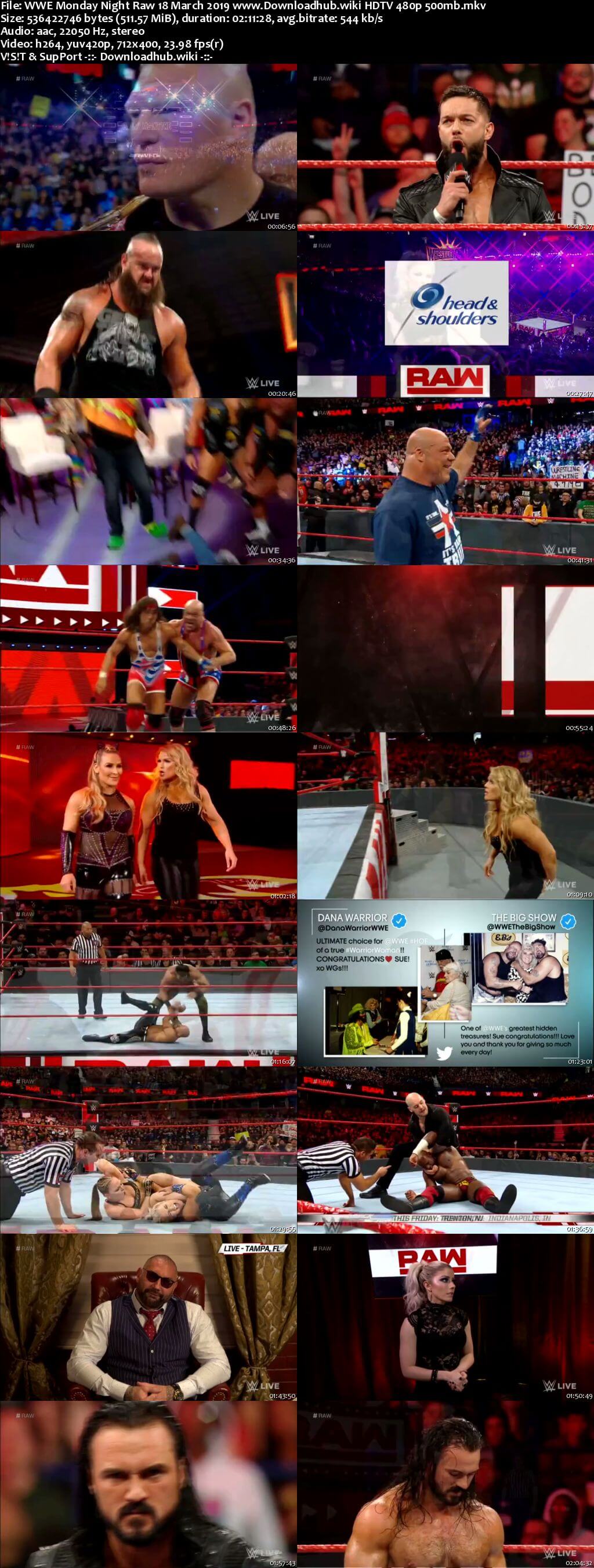 WWE Monday Night Raw 18th March 2019 500MB HDTVRip 480p