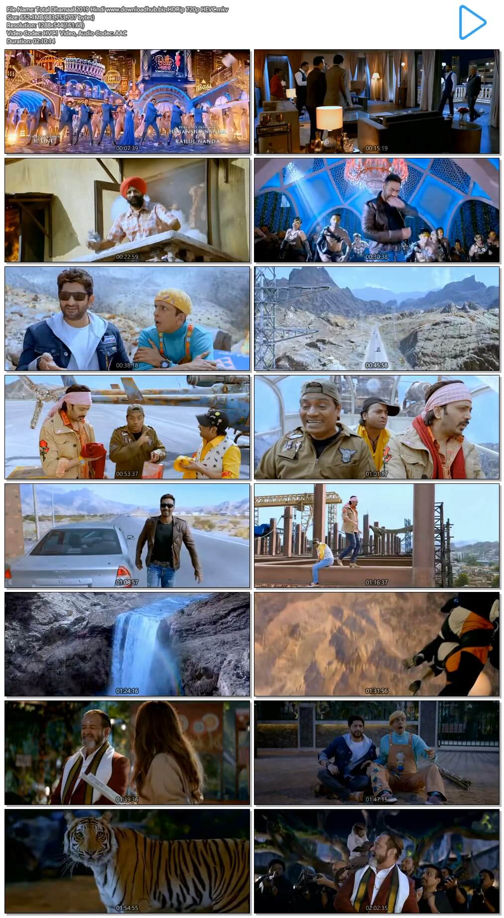 Total Dhamaal 2019 Hindi 650MB HDRip 720p HEVC