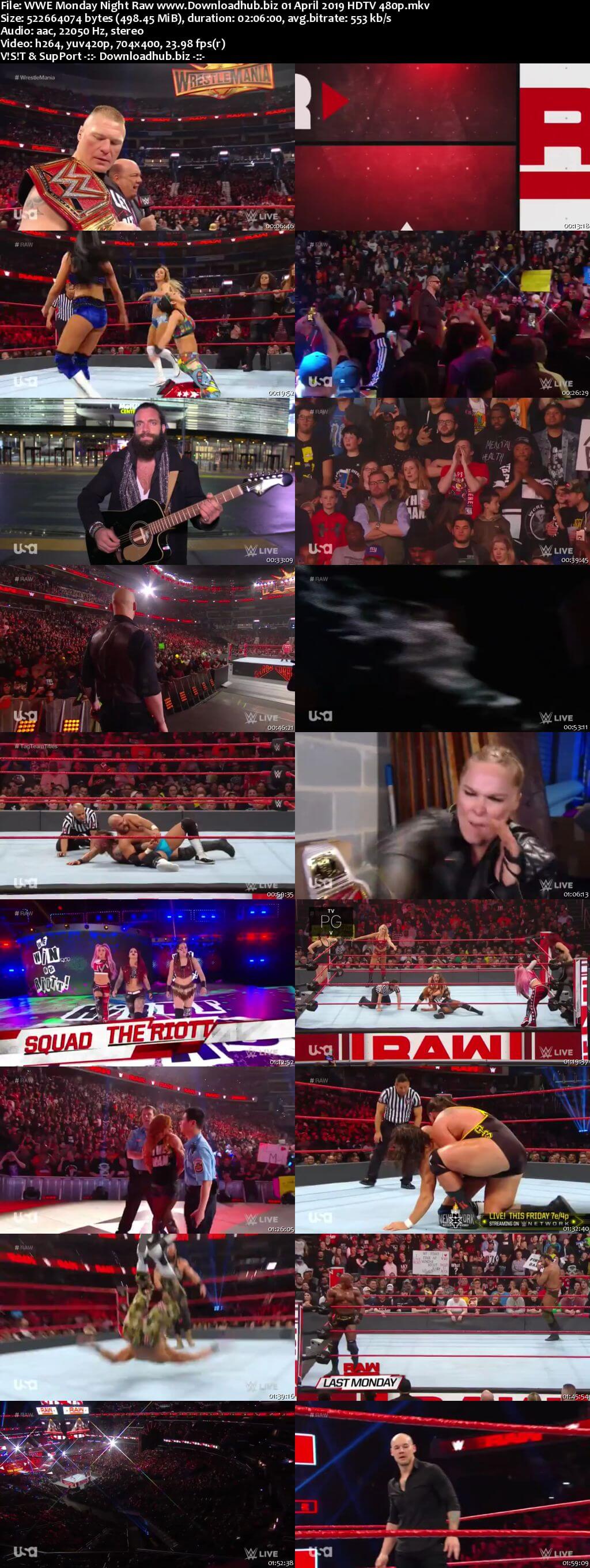 WWE Monday Night Raw 1st April 2019 500MB HDTVRip 480p