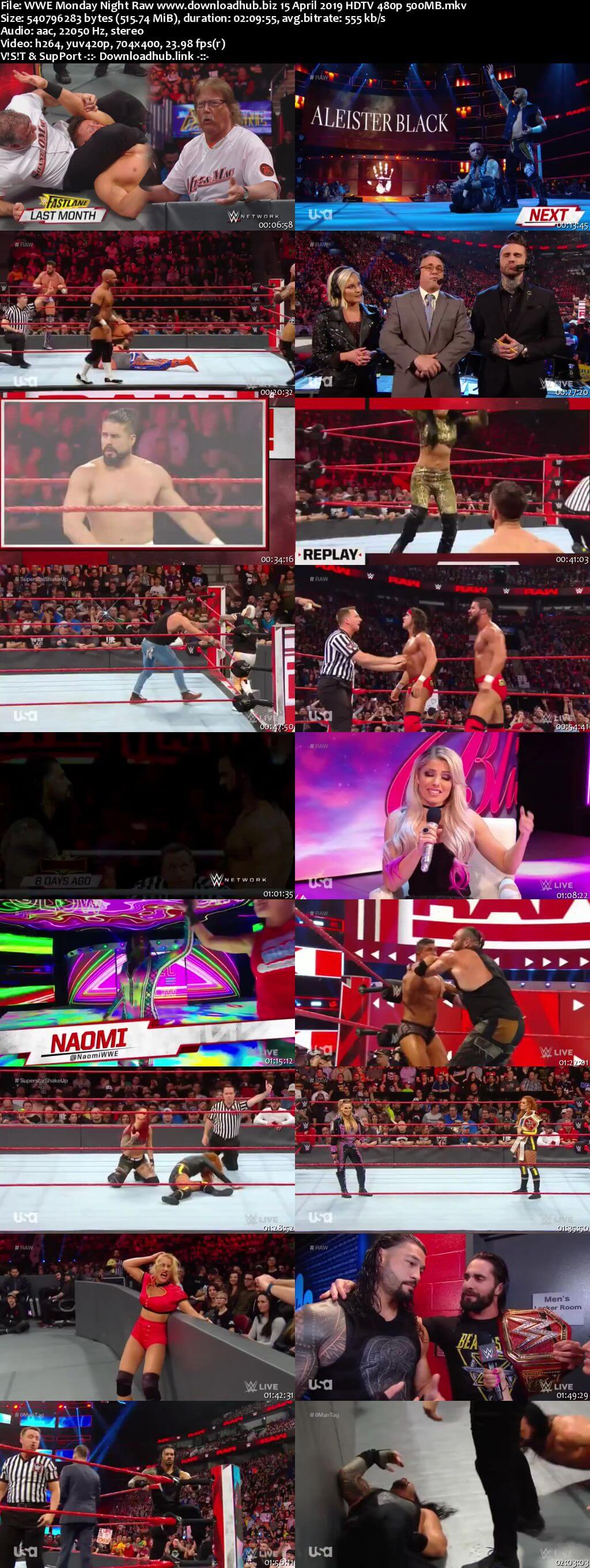 WWE Monday Night Raw 15th April 2019 500MB HDTVRip 480p