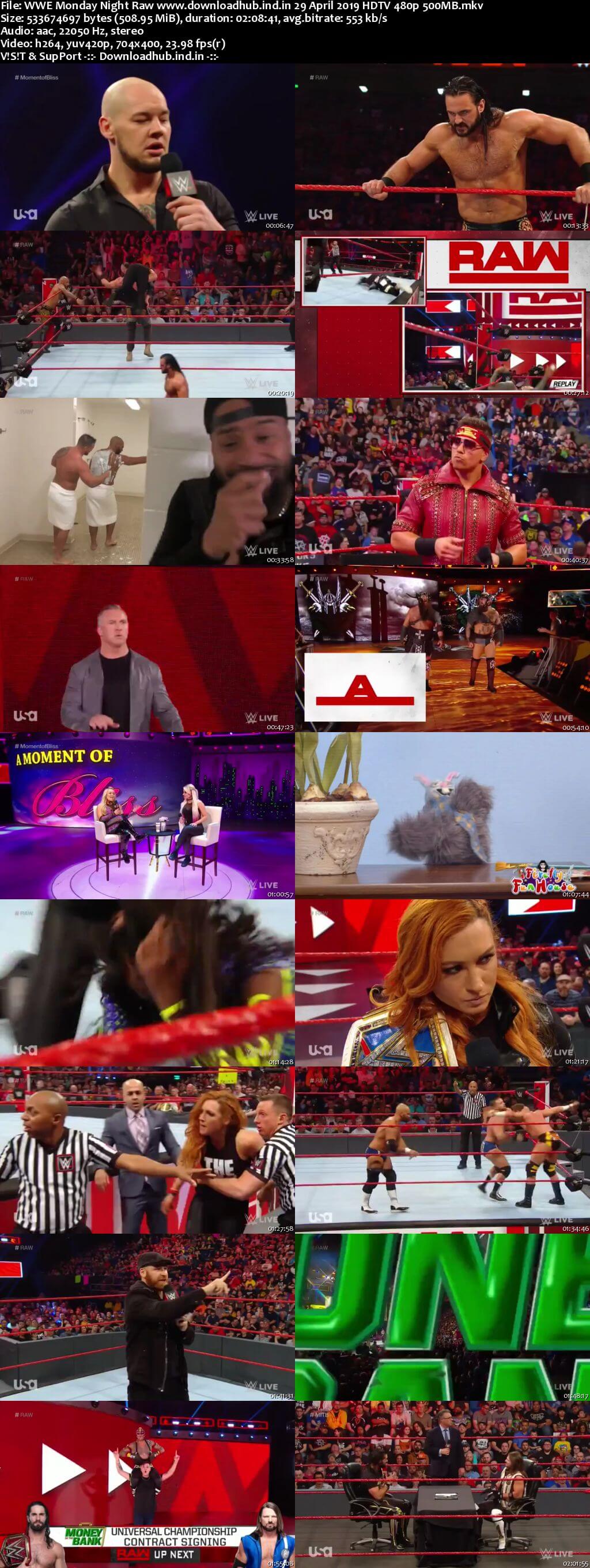 WWE Monday Night Raw 29th April 2019 500MB HDTVRip 480p