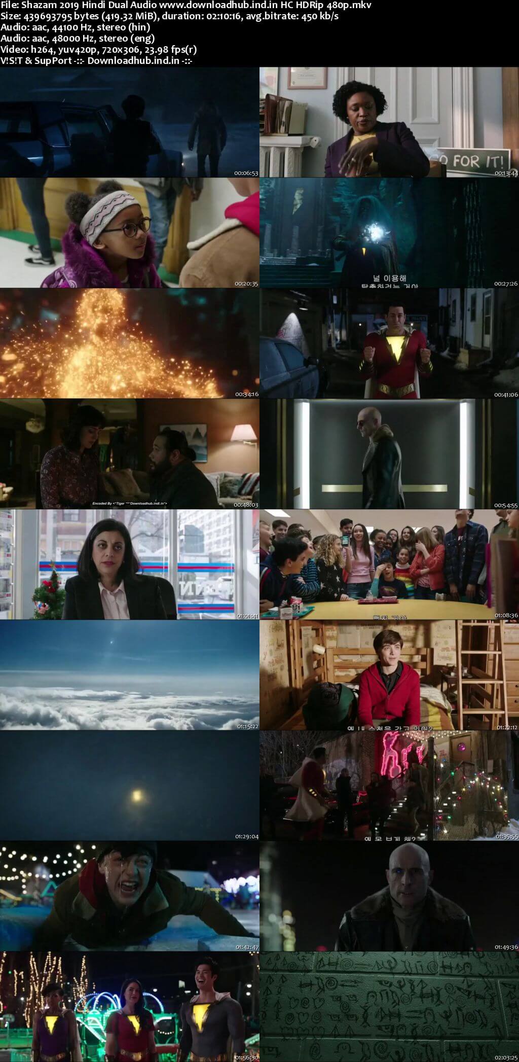 Shazam 2019 Hindi Dual Audio 400MB HC HDRip 480p