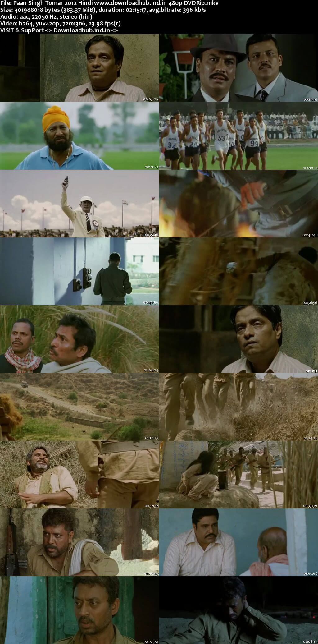 Paan Singh Tomar 2012 Hindi 350MB DVDRip 480p ESubs