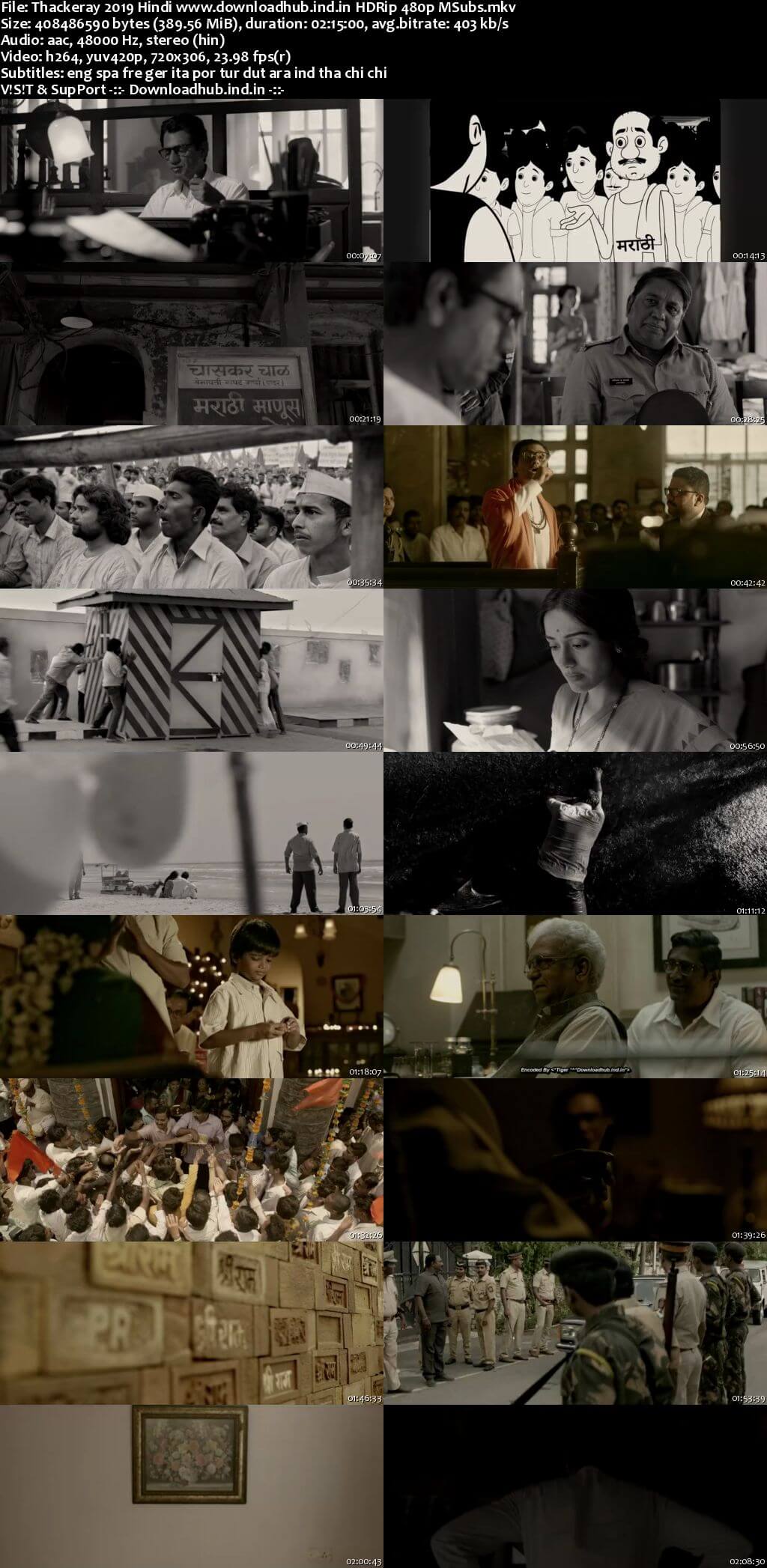 Thackeray 2019 Hindi 350MB HDRip 480p MSubs