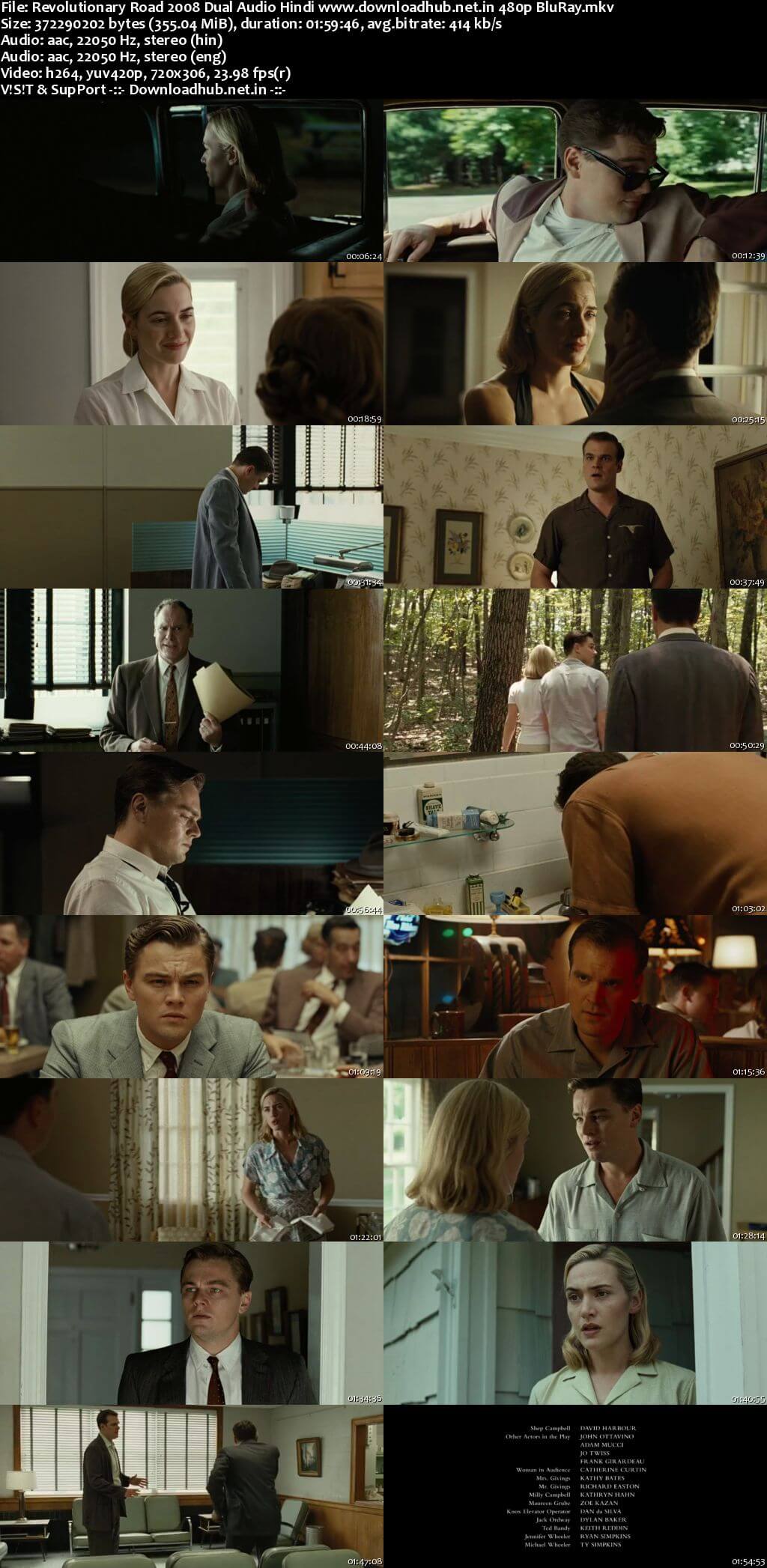 Revolutionary Road 2008 Hindi Dual Audio 350MB BluRay 480p ESubs