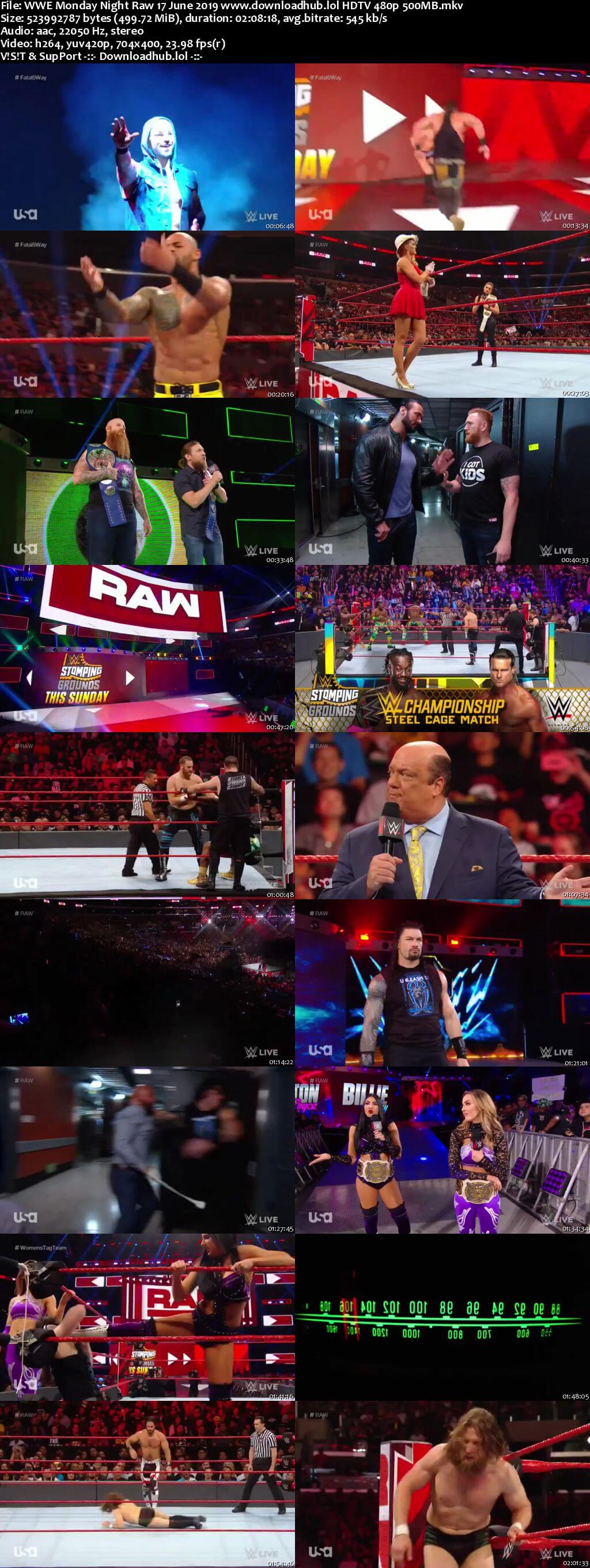 WWE Monday Night Raw 17th June 2019 500MB HDTVRip 480p