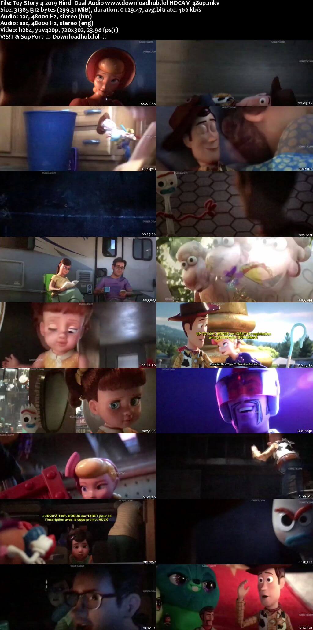 Toy Story 4 2019 Hindi Dual Audio 300MB HDCAM 480p