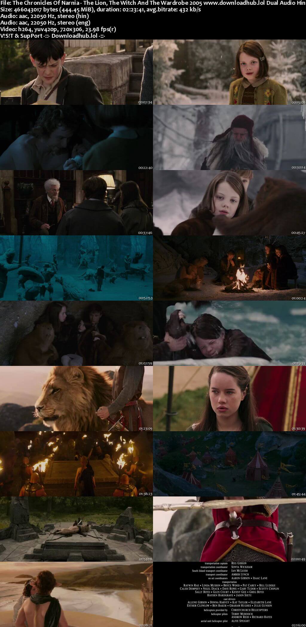 The Chronicles of Narnia The Lion the Witch and the Wardrobe 2005 Hindi Dual Audio 400MB BluRay 480p ESubs