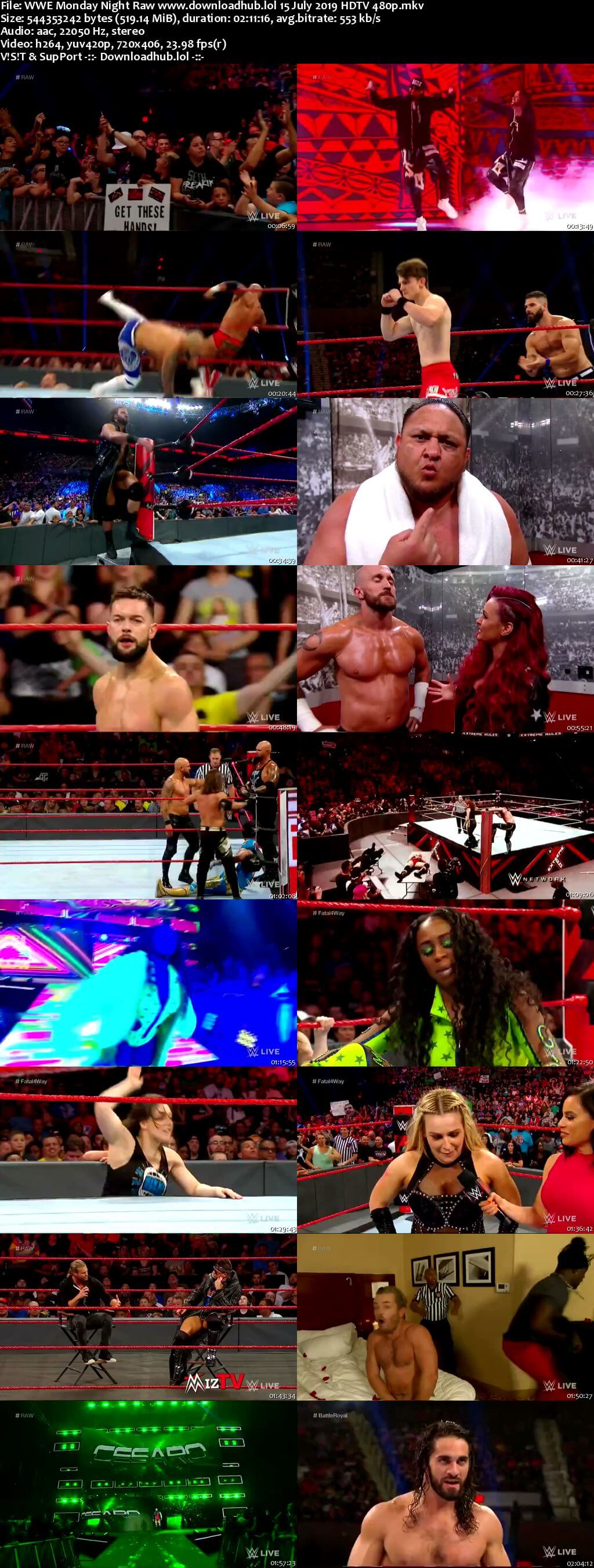 WWE Monday Night Raw 15th July 2019 500MB HDTVRip 480p