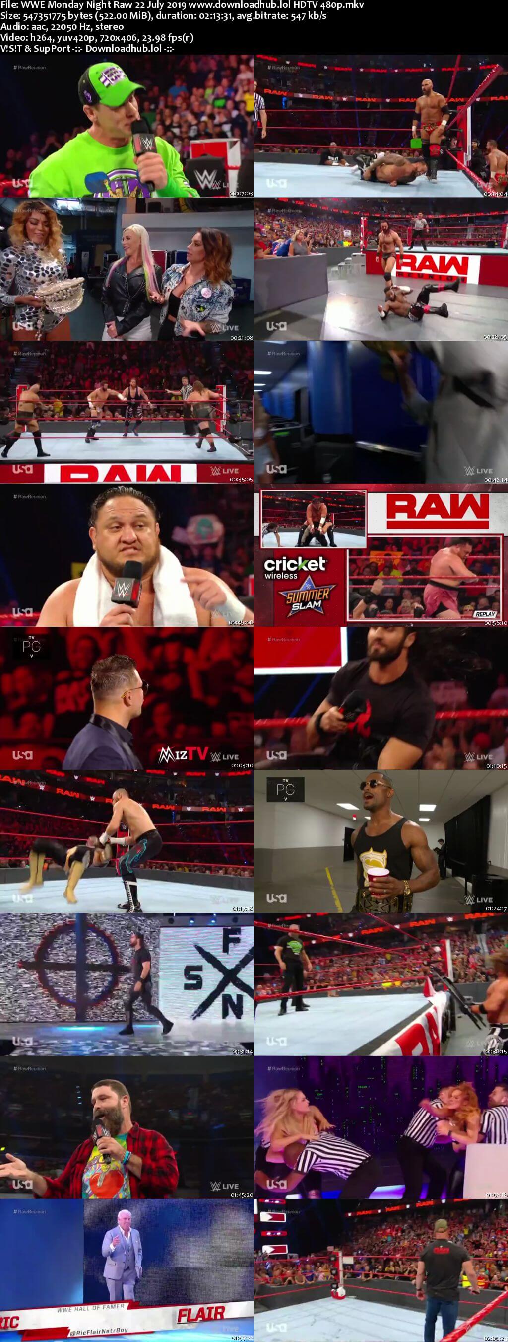 WWE Monday Night Raw 22nd July 2019 500MB HDTVRip 480p