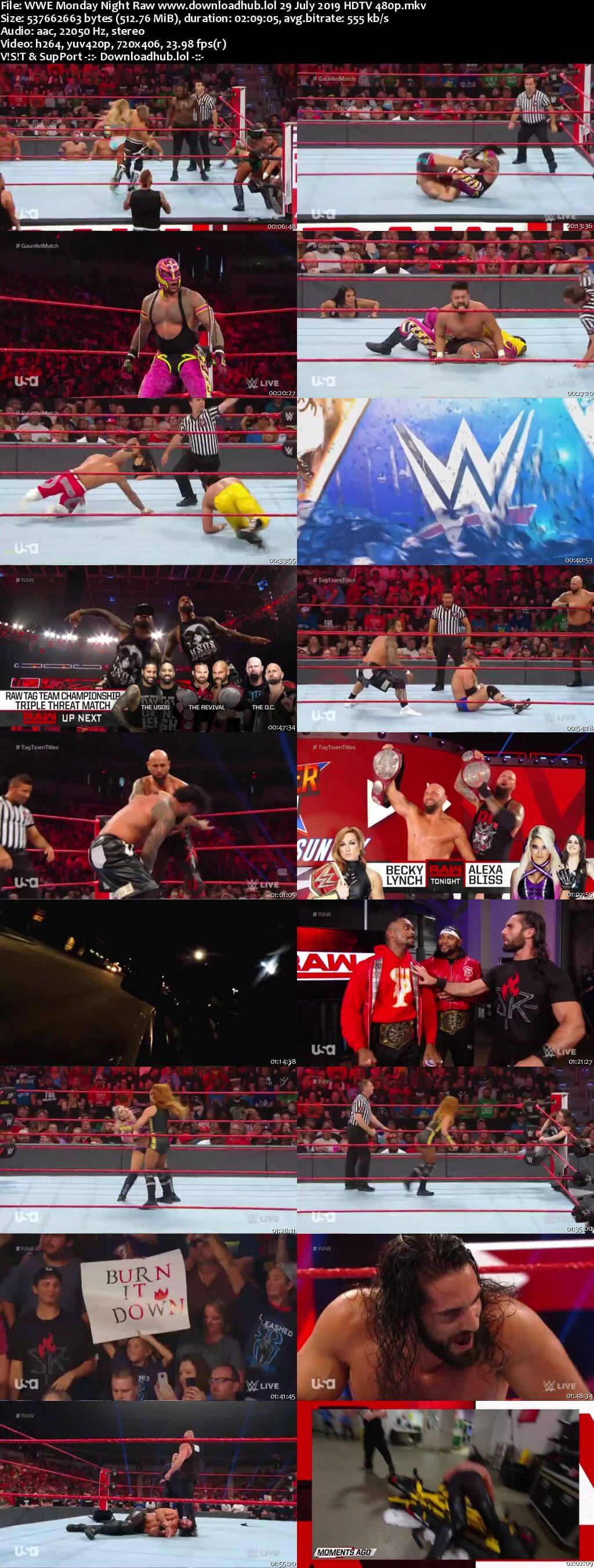 WWE Monday Night Raw 29th July 2019 500MB HDTVRip 480p