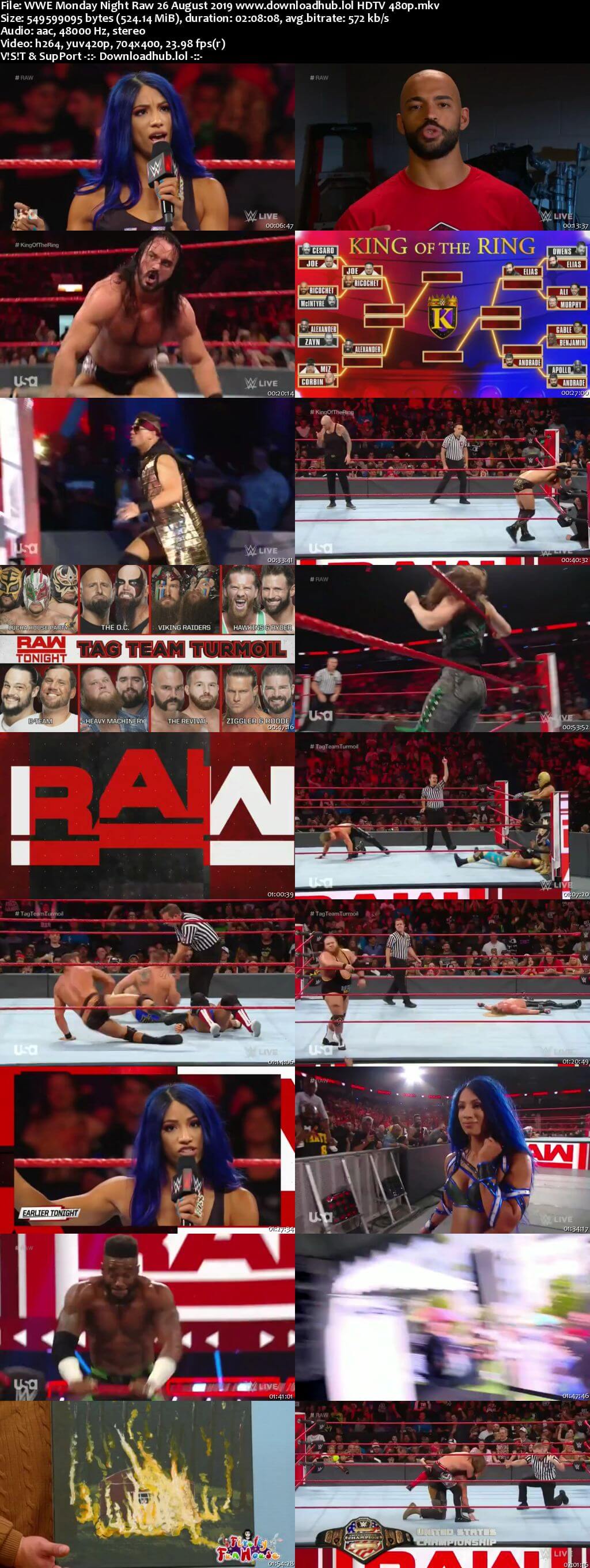 WWE Monday Night Raw 26th August 2019 500MB HDTVRip 480p